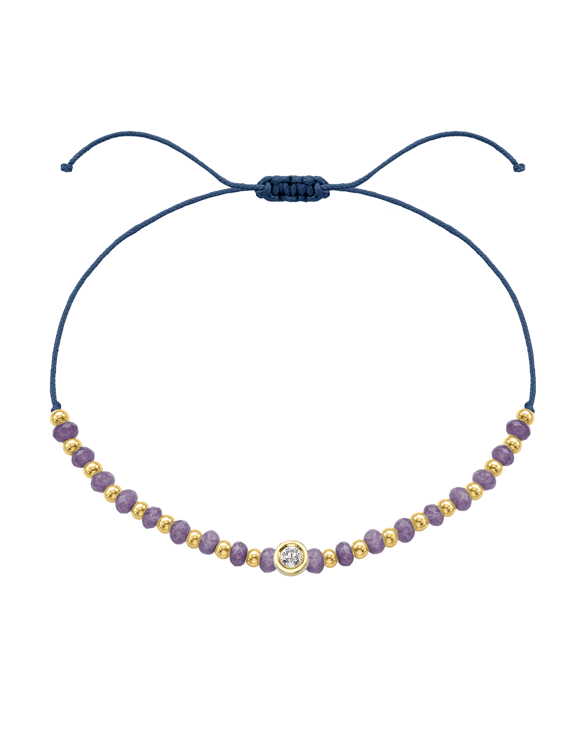 Amethyst Gemstone String of Love Bracelet for Tranquility - 14K Yellow Gold Bracelets magal-dev Indigo Medium: 0.04ct