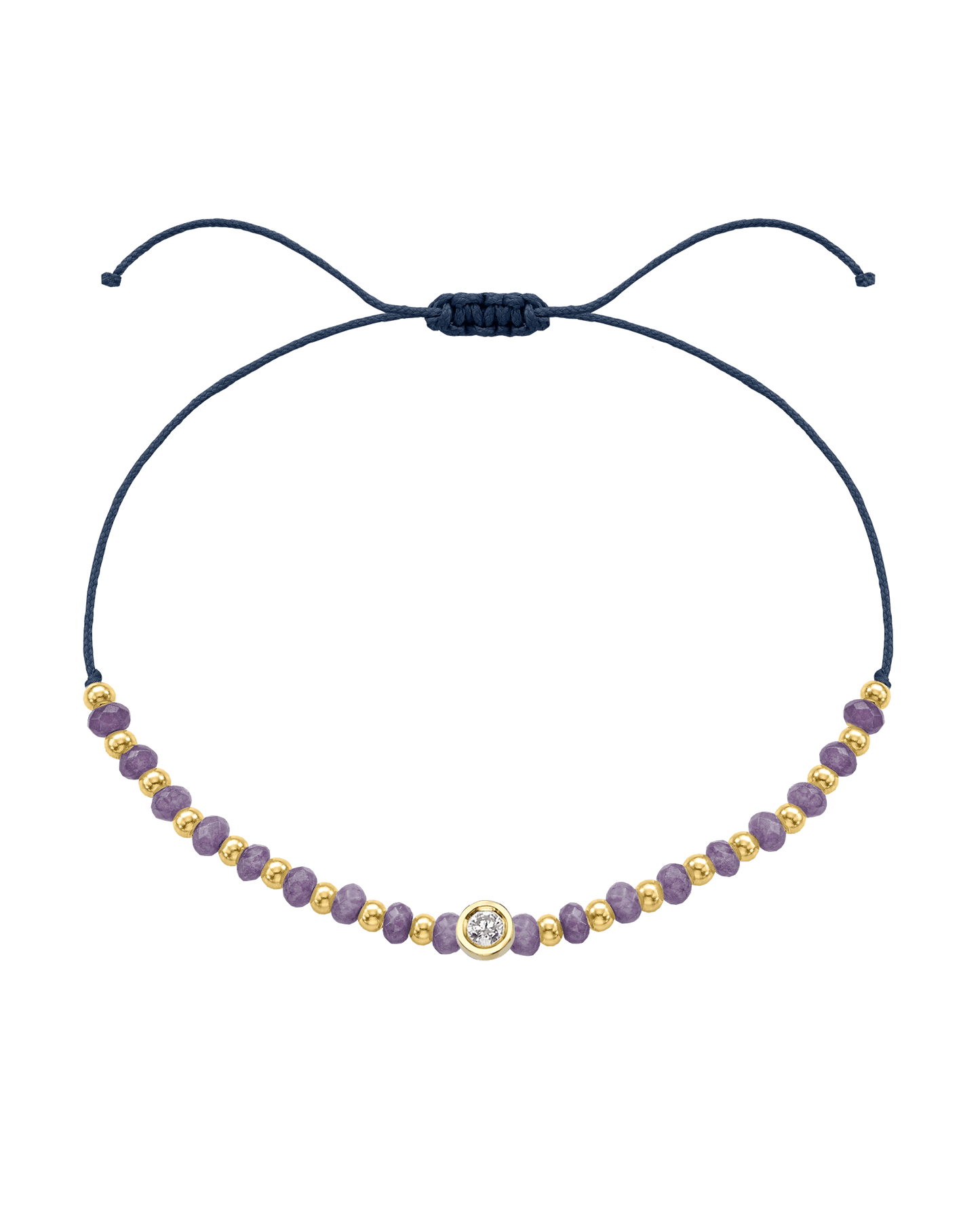 Amethyst Gemstone String of Love Bracelet for Tranquility - 14K Yellow Gold Bracelets magal-dev Navy Blue Medium: 0.04ct