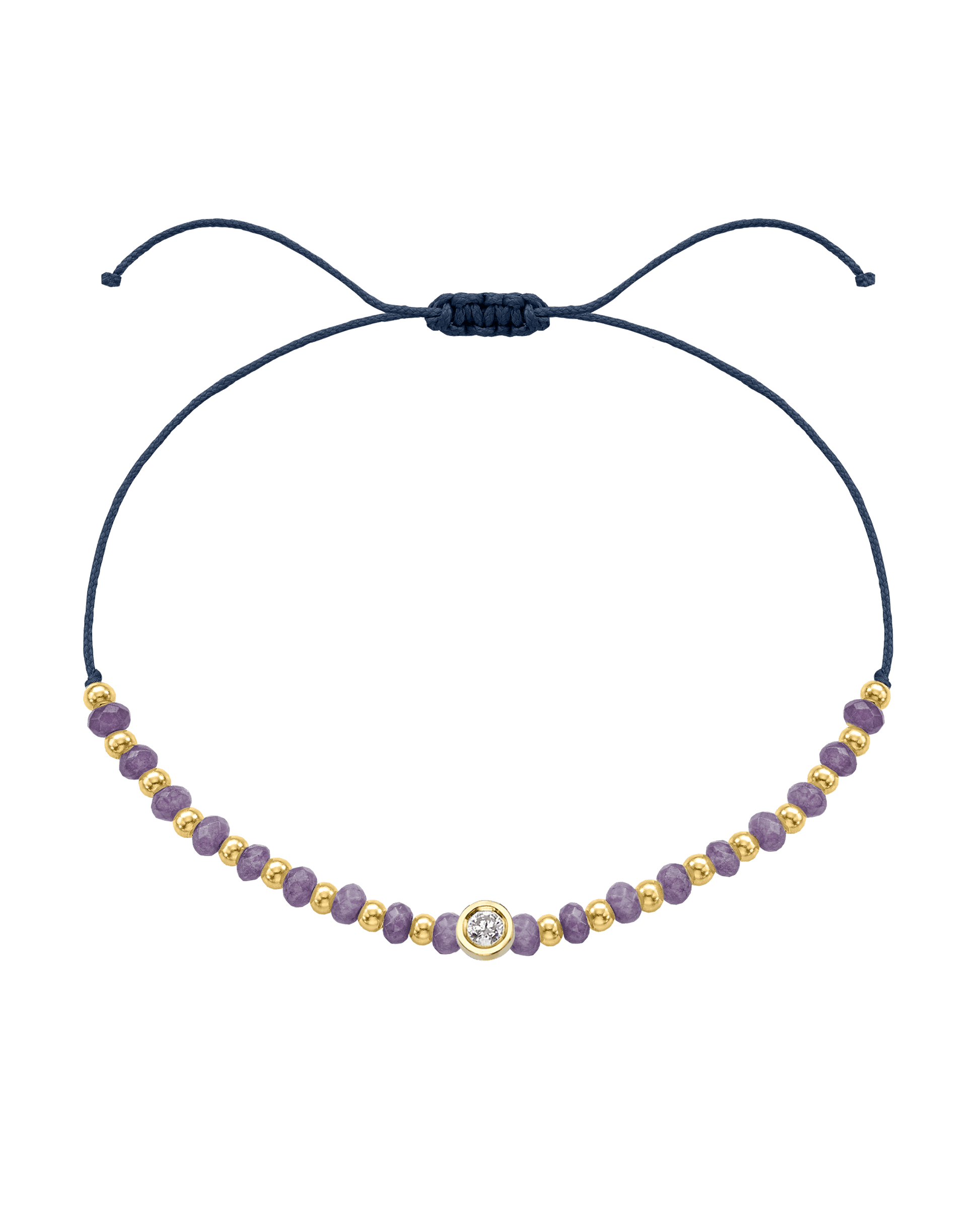 Amethyst Gemstone String of Love Bracelet for Tranquility - 14K Yellow Gold Bracelets magal-dev Navy Blue Medium: 0.04ct