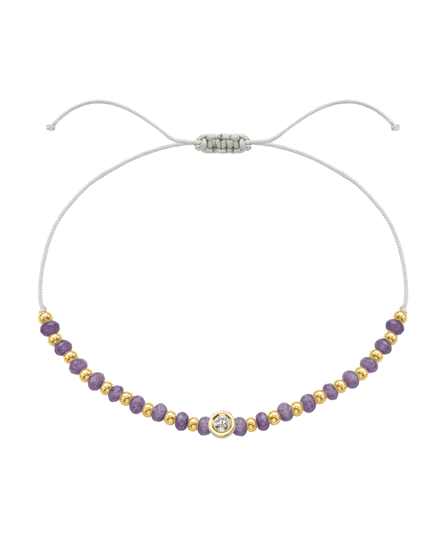 Amethyst Gemstone String of Love Bracelet for Tranquility - 14K Yellow Gold Bracelets magal-dev Pearl Medium: 0.04ct