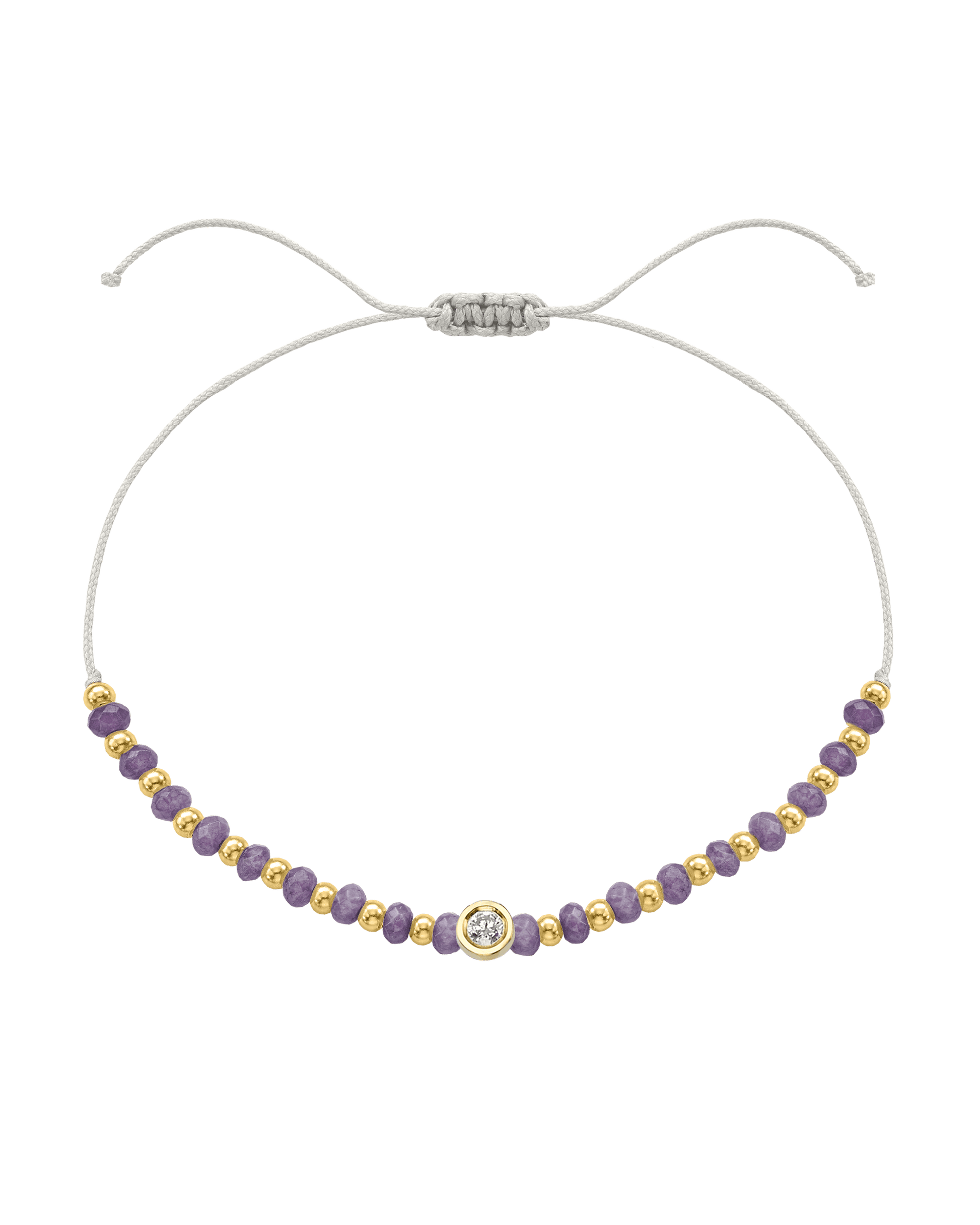 Amethyst Gemstone String of Love Bracelet for Tranquility - 14K Yellow Gold Bracelets magal-dev Pearl Medium: 0.04ct