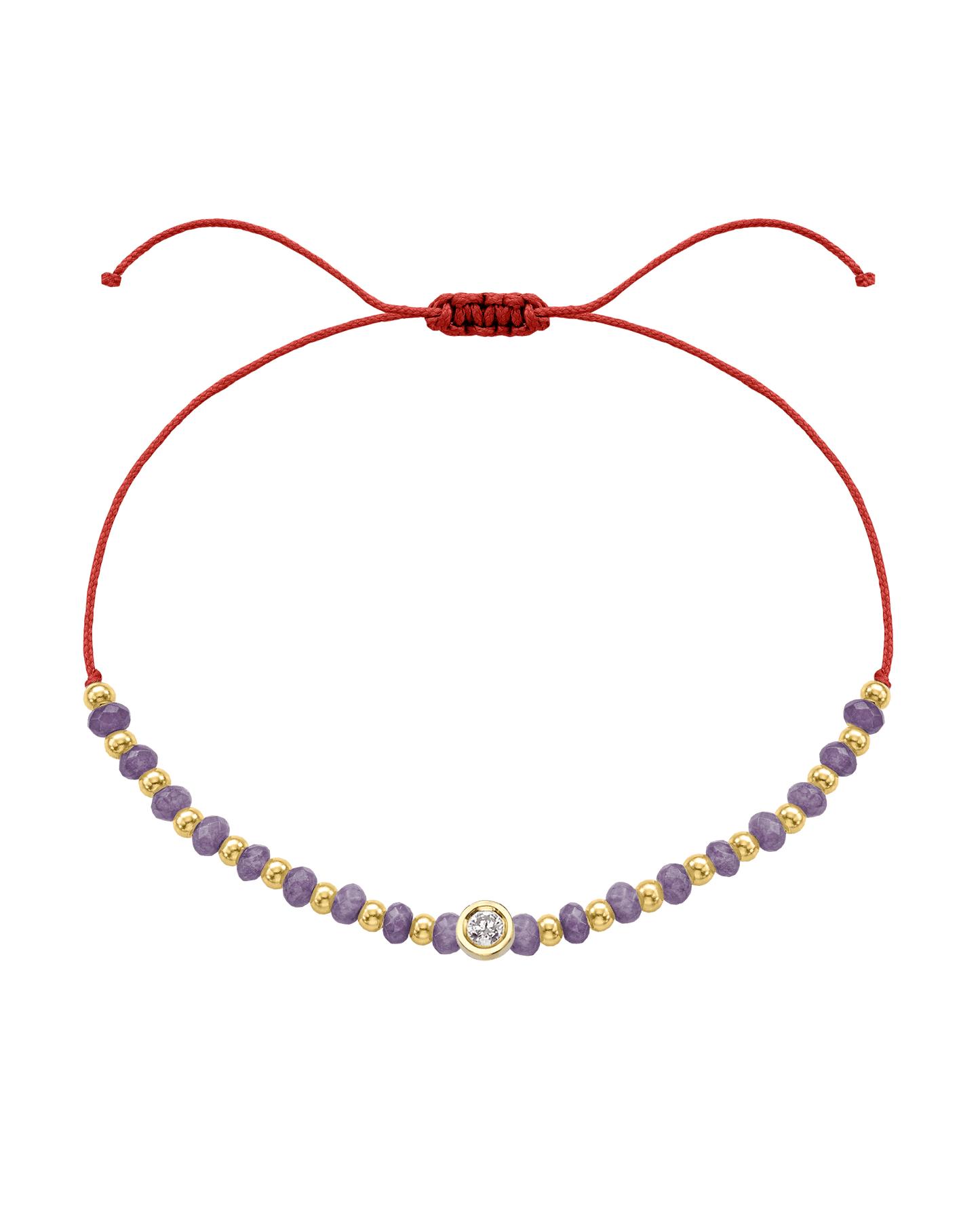 Amethyst Gemstone String of Love Bracelet for Tranquility - 14K Yellow Gold Bracelets magal-dev Red Medium: 0.04ct