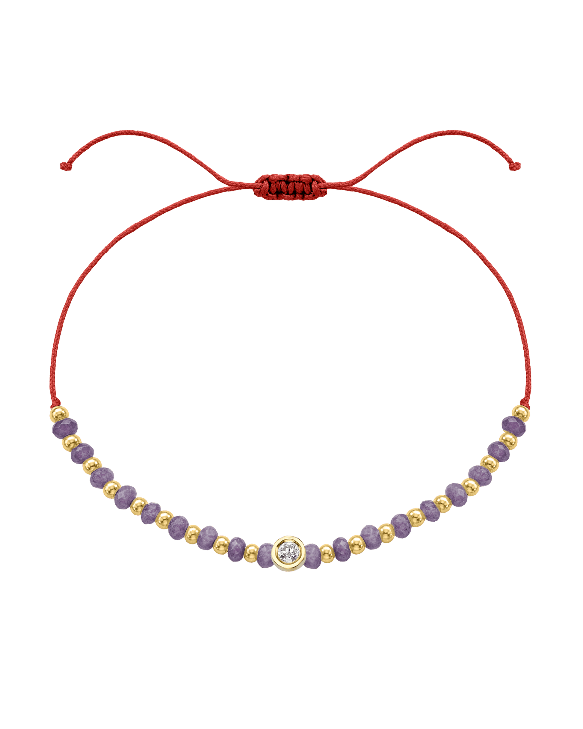 Amethyst Gemstone String of Love Bracelet for Tranquility - 14K Yellow Gold Bracelets magal-dev Red Medium: 0.04ct