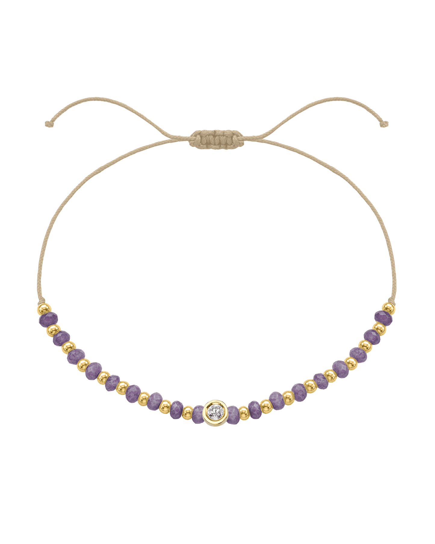 Amethyst Gemstone String of Love Bracelet for Tranquility - 14K Yellow Gold Bracelets magal-dev Beige Medium: 0.04ct