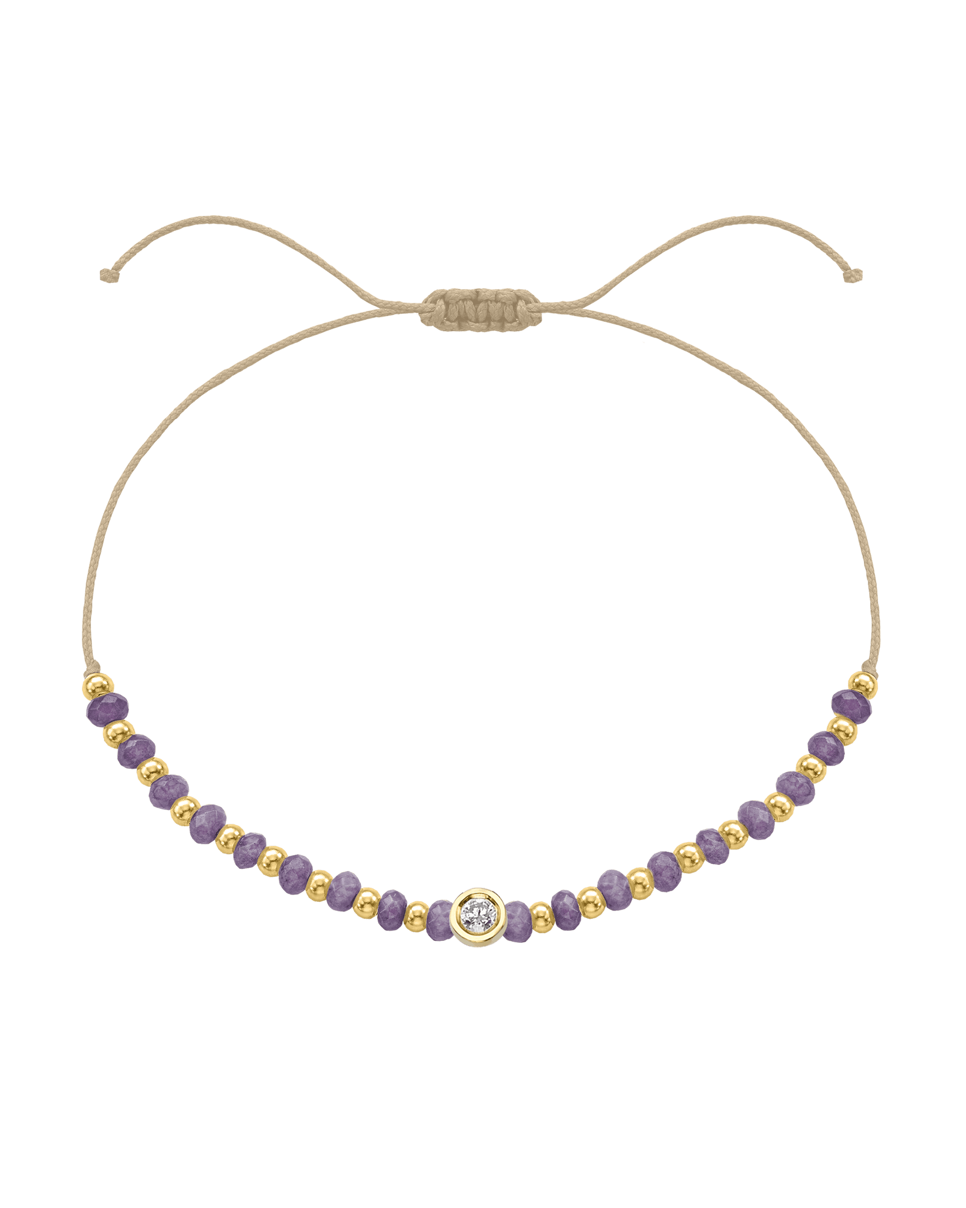 Amethyst Gemstone String of Love Bracelet for Tranquility - 14K Yellow Gold Bracelets magal-dev Beige Medium: 0.04ct