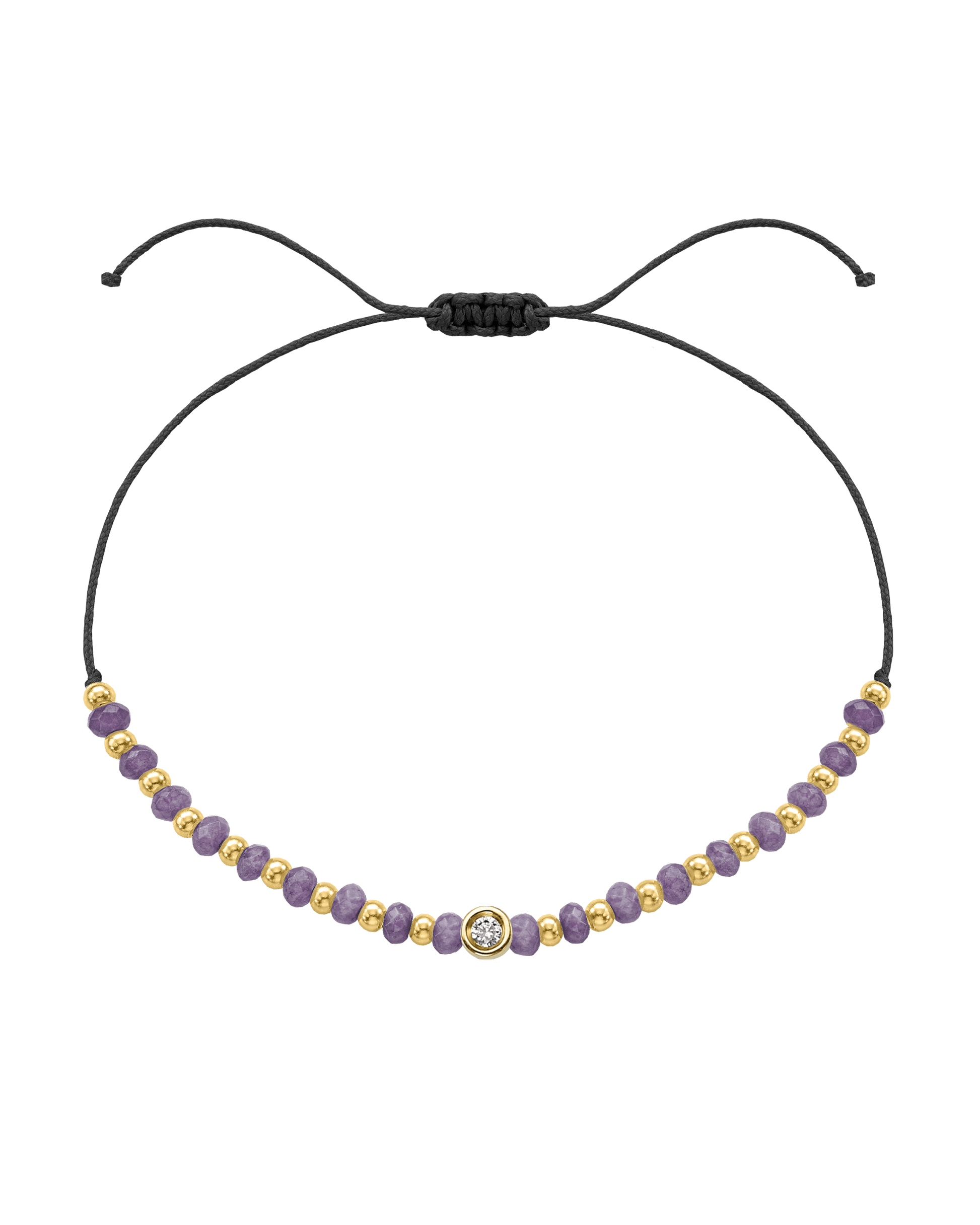 Amethyst Gemstone String of Love Bracelet for Tranquility - 14K Yellow Gold Bracelets magal-dev Black Small: 0.03ct