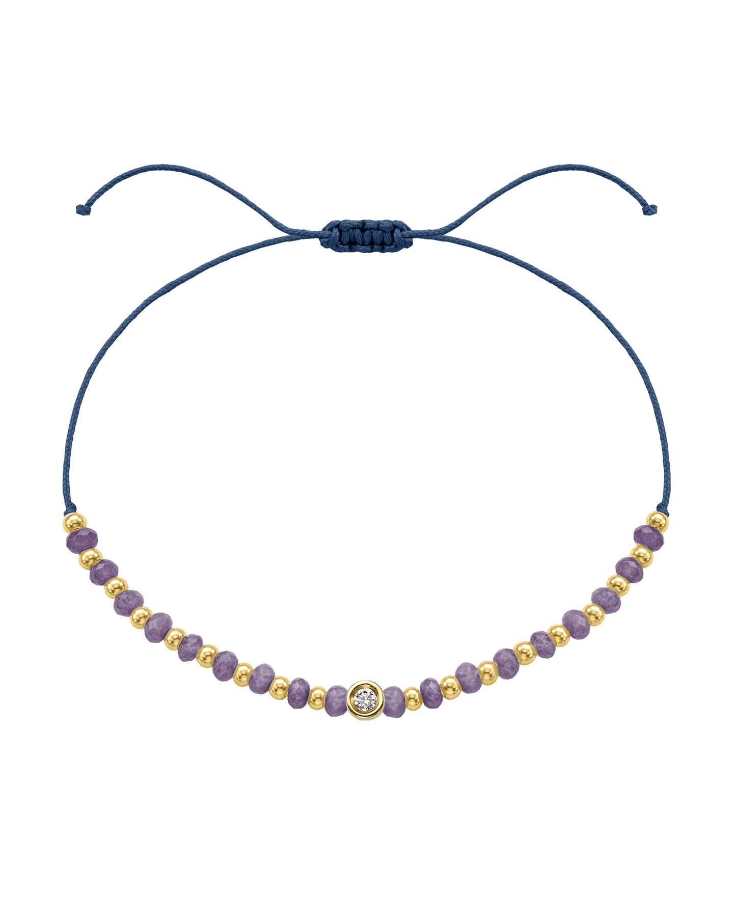 Amethyst Gemstone String of Love Bracelet for Tranquility - 14K Yellow Gold Bracelets magal-dev Indigo Small: 0.03ct