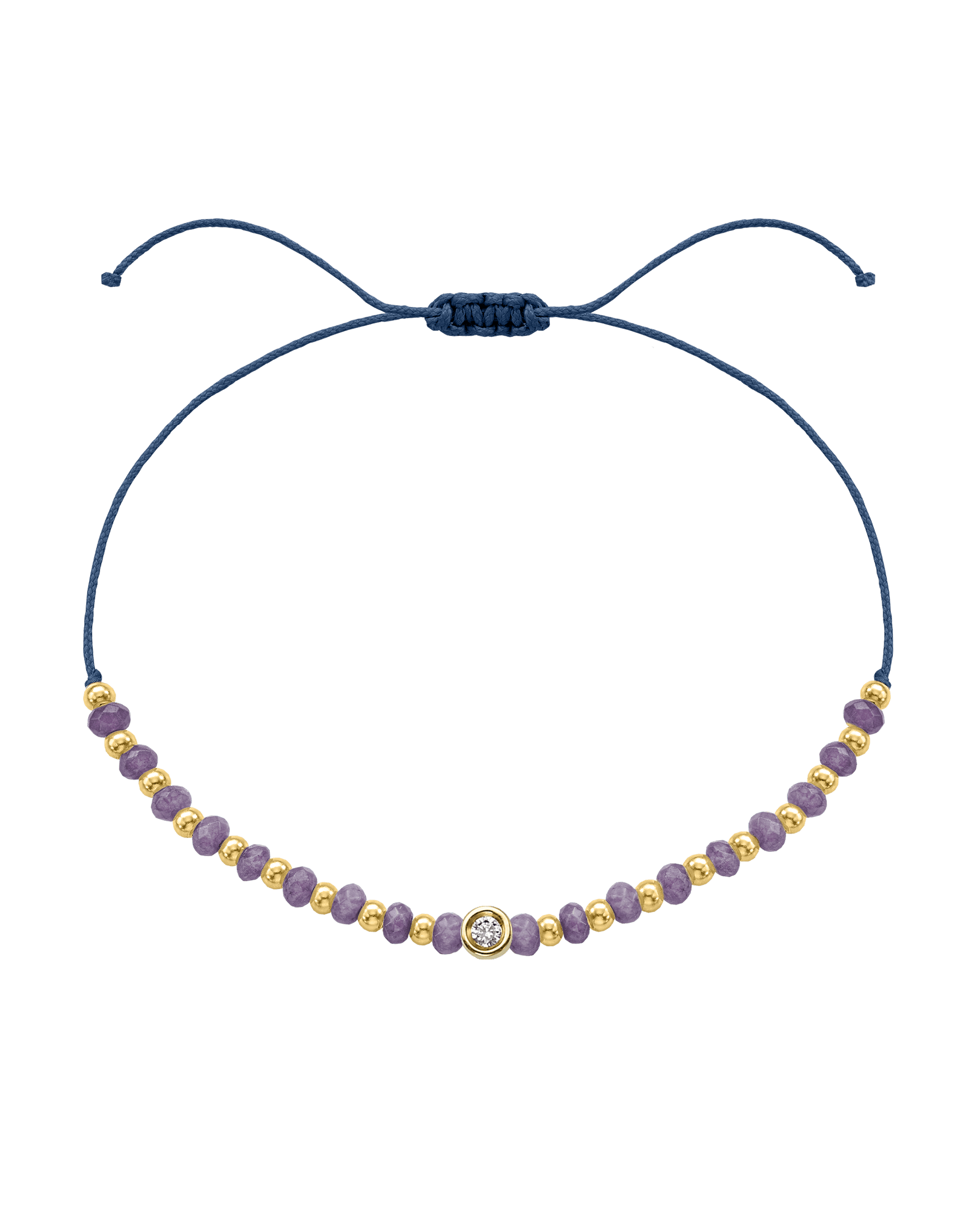 Amethyst Gemstone String of Love Bracelet for Tranquility - 14K Yellow Gold Bracelets magal-dev Indigo Small: 0.03ct