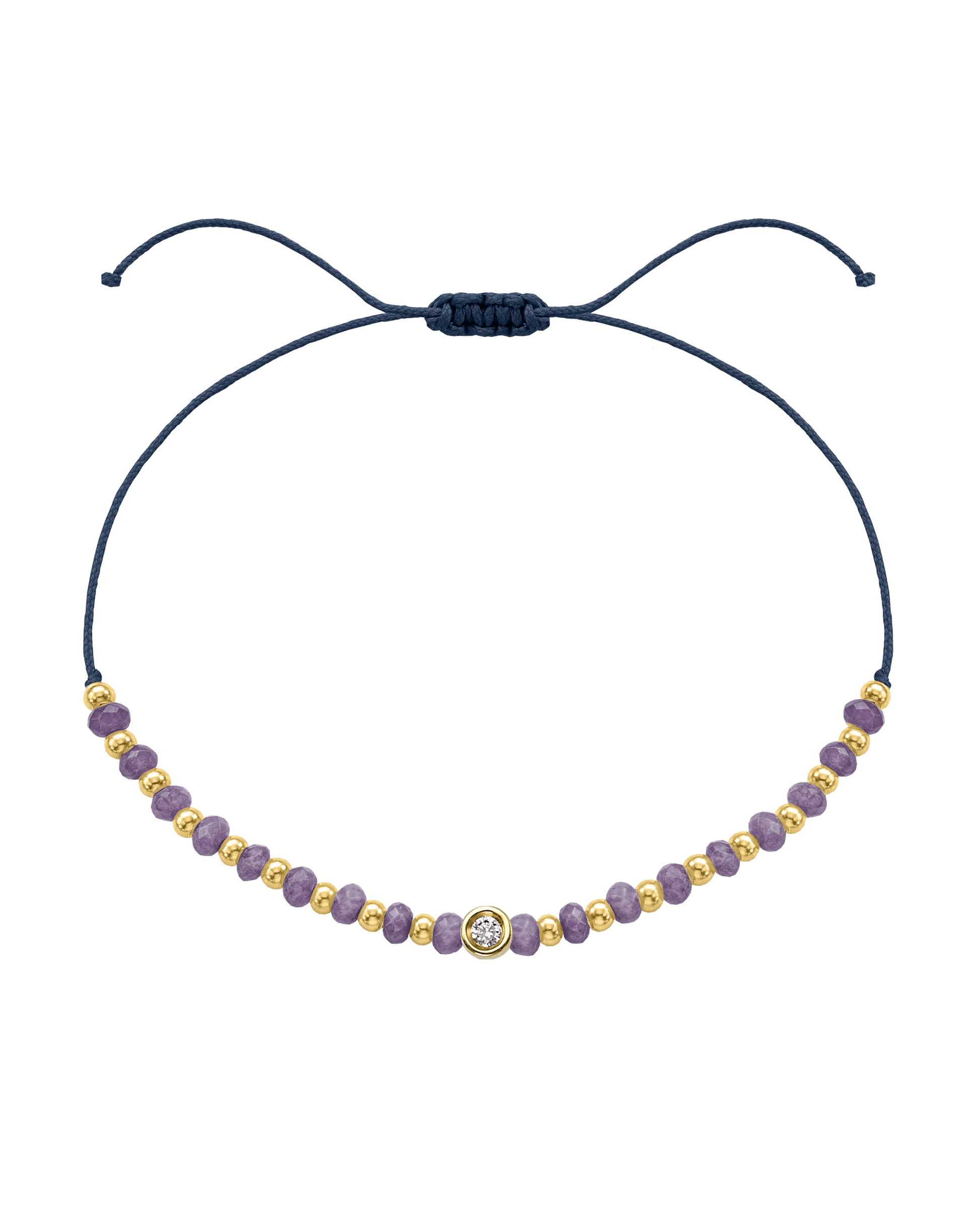 Amethyst Gemstone String of Love Bracelet for Tranquility - 14K Yellow Gold Bracelets magal-dev Navy Blue Small: 0.03ct