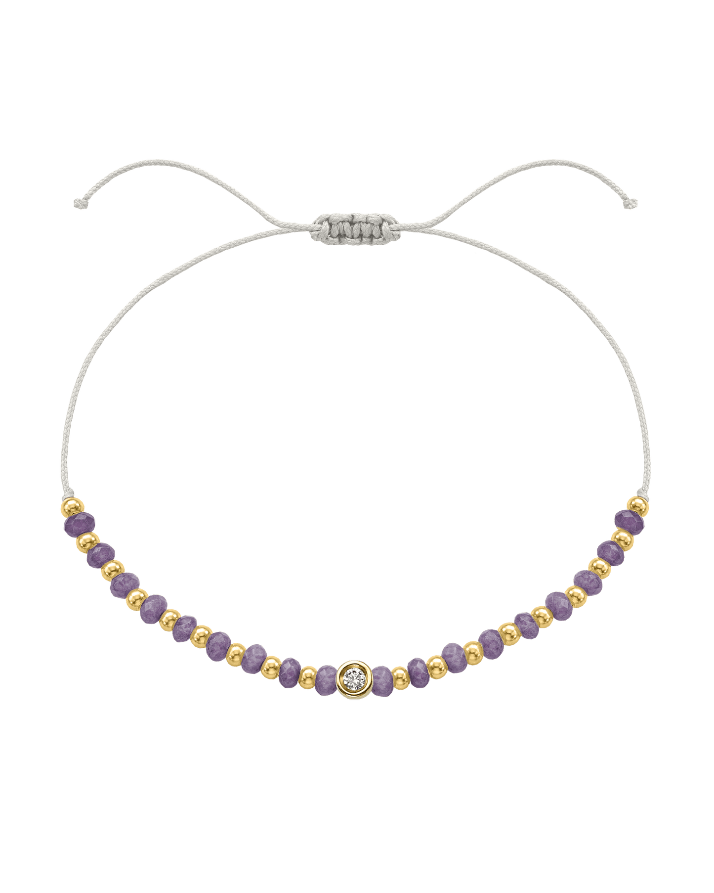 Amethyst Gemstone String of Love Bracelet for Tranquility - 14K Yellow Gold Bracelets magal-dev Pearl Small: 0.03ct