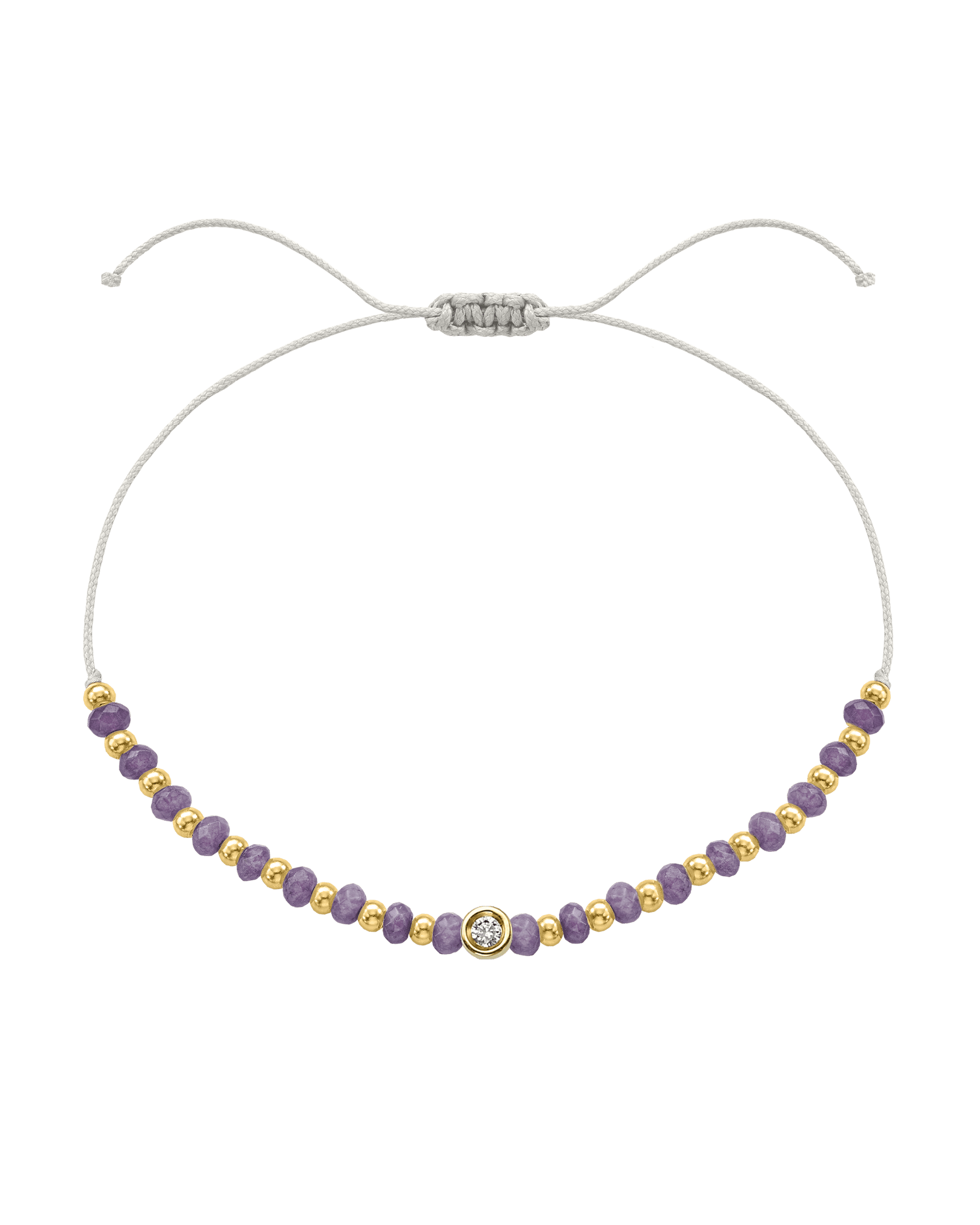 Amethyst Gemstone String of Love Bracelet for Tranquility - 14K Yellow Gold Bracelets magal-dev Pearl Small: 0.03ct