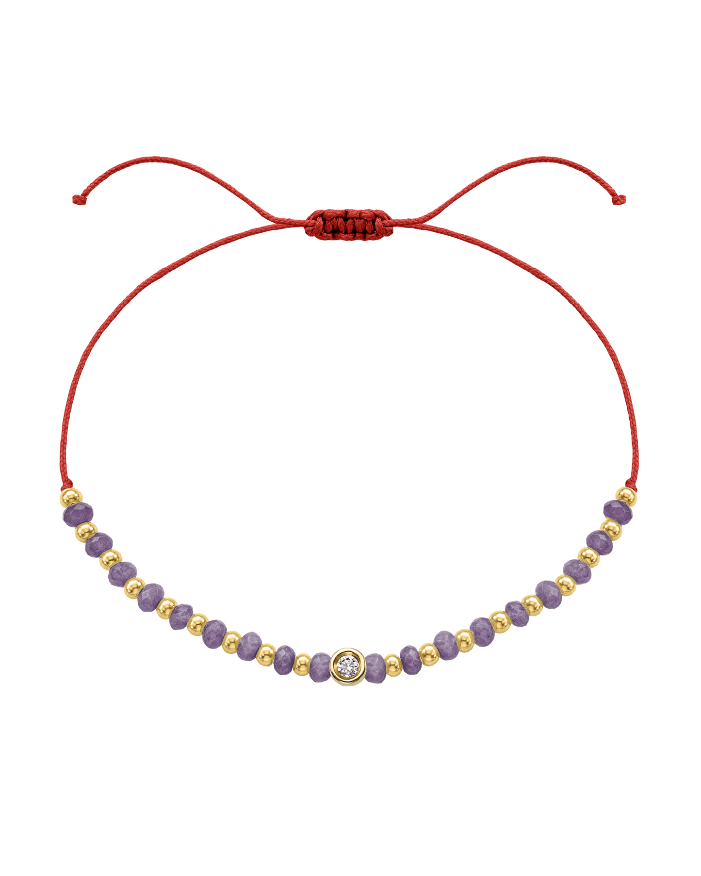 Amethyst Gemstone String of Love Bracelet for Tranquility - 14K Yellow Gold Bracelets magal-dev Red Small: 0.03ct