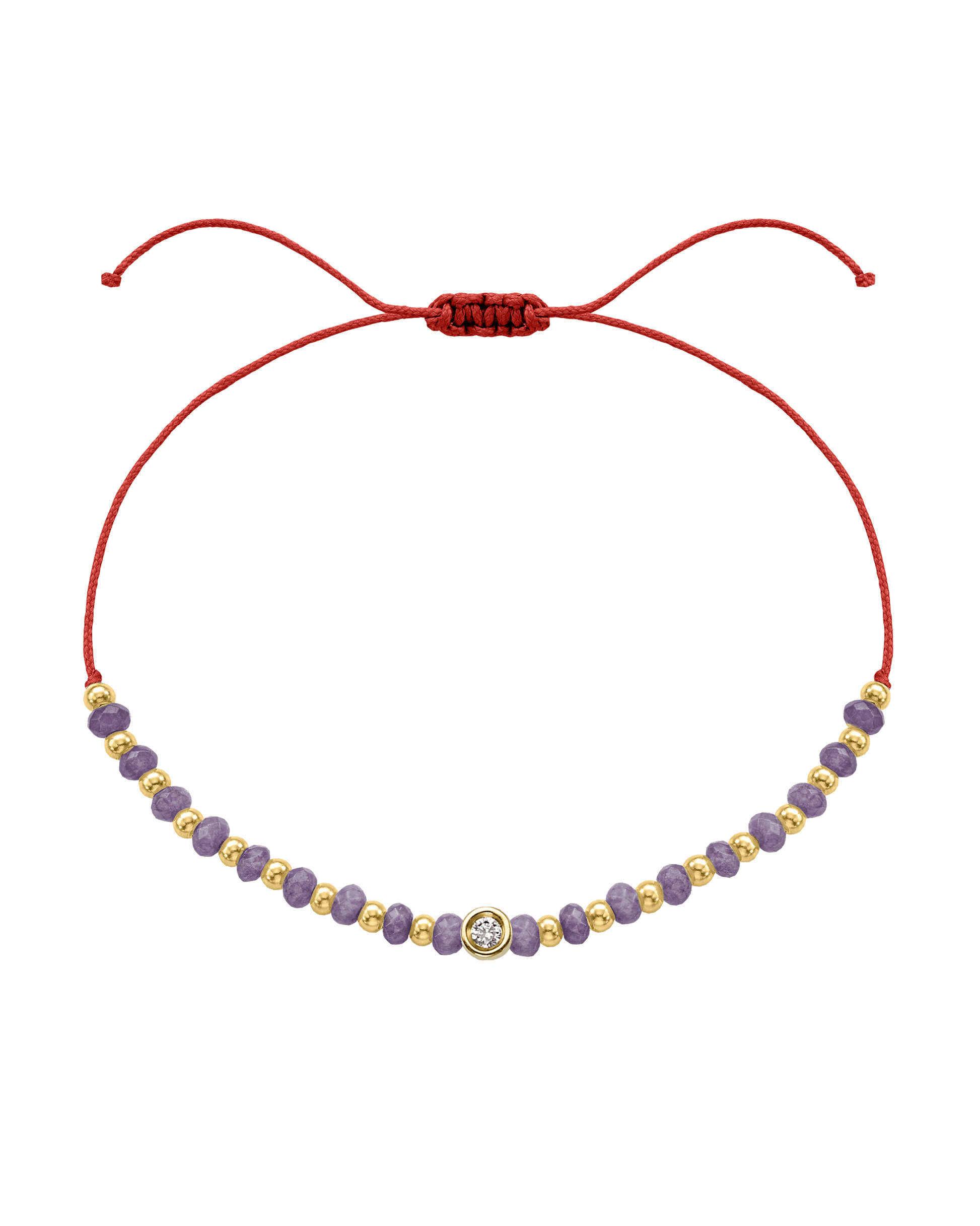 Amethyst Gemstone String of Love Bracelet for Tranquility - 14K Yellow Gold Bracelets magal-dev Red Small: 0.03ct