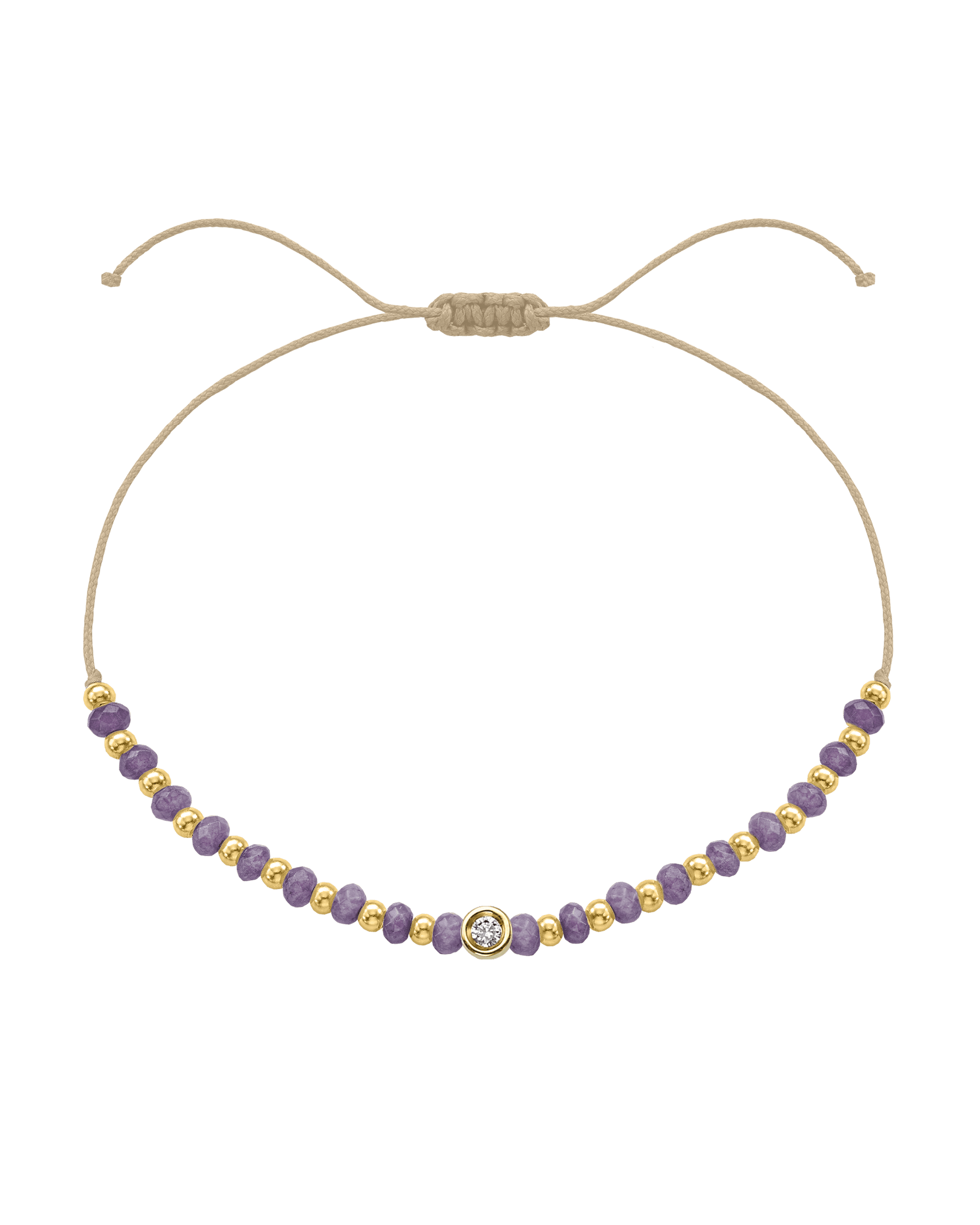 Amethyst Gemstone String of Love Bracelet for Tranquility - 14K Yellow Gold Bracelets magal-dev Beige Small: 0.03ct
