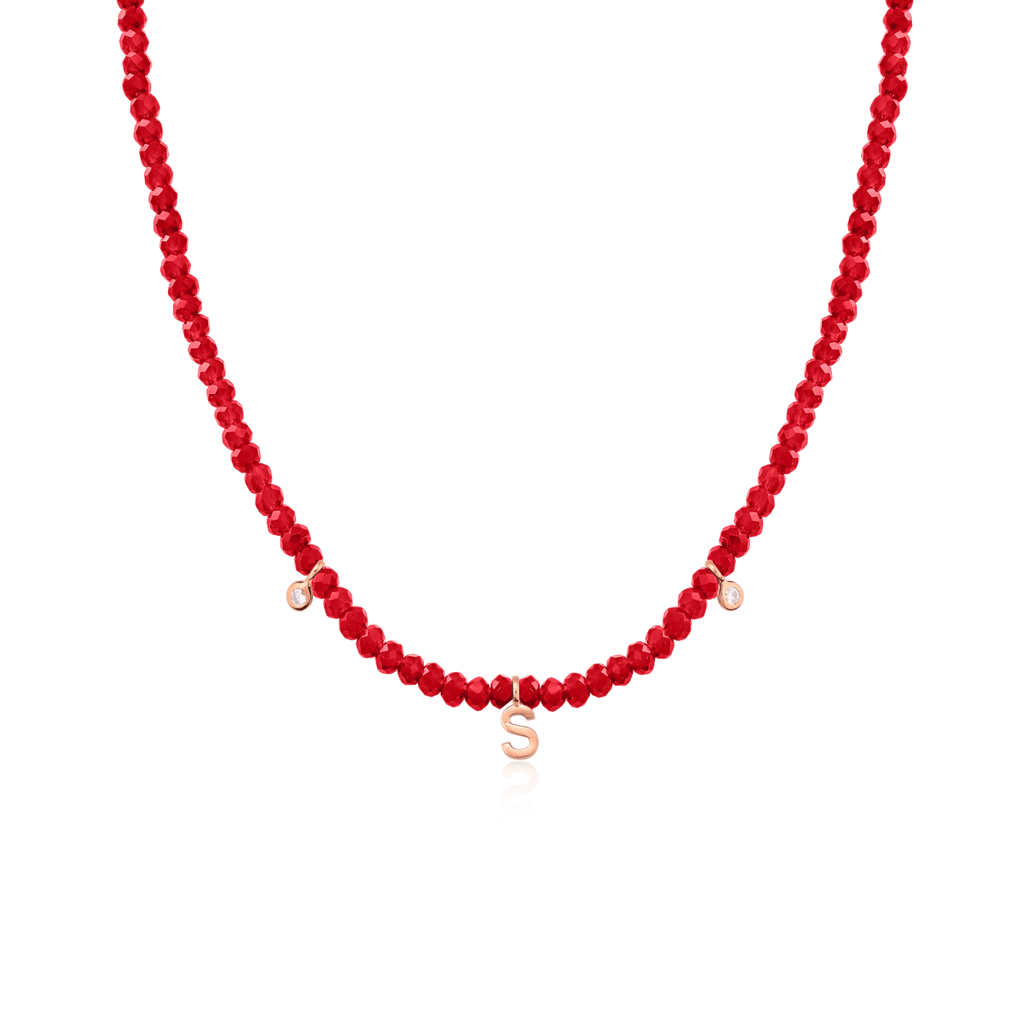 Alexis Necklace - 18K Rose Vermeil Necklaces Gold Vermeil Natural Red Jade 14" - Collar