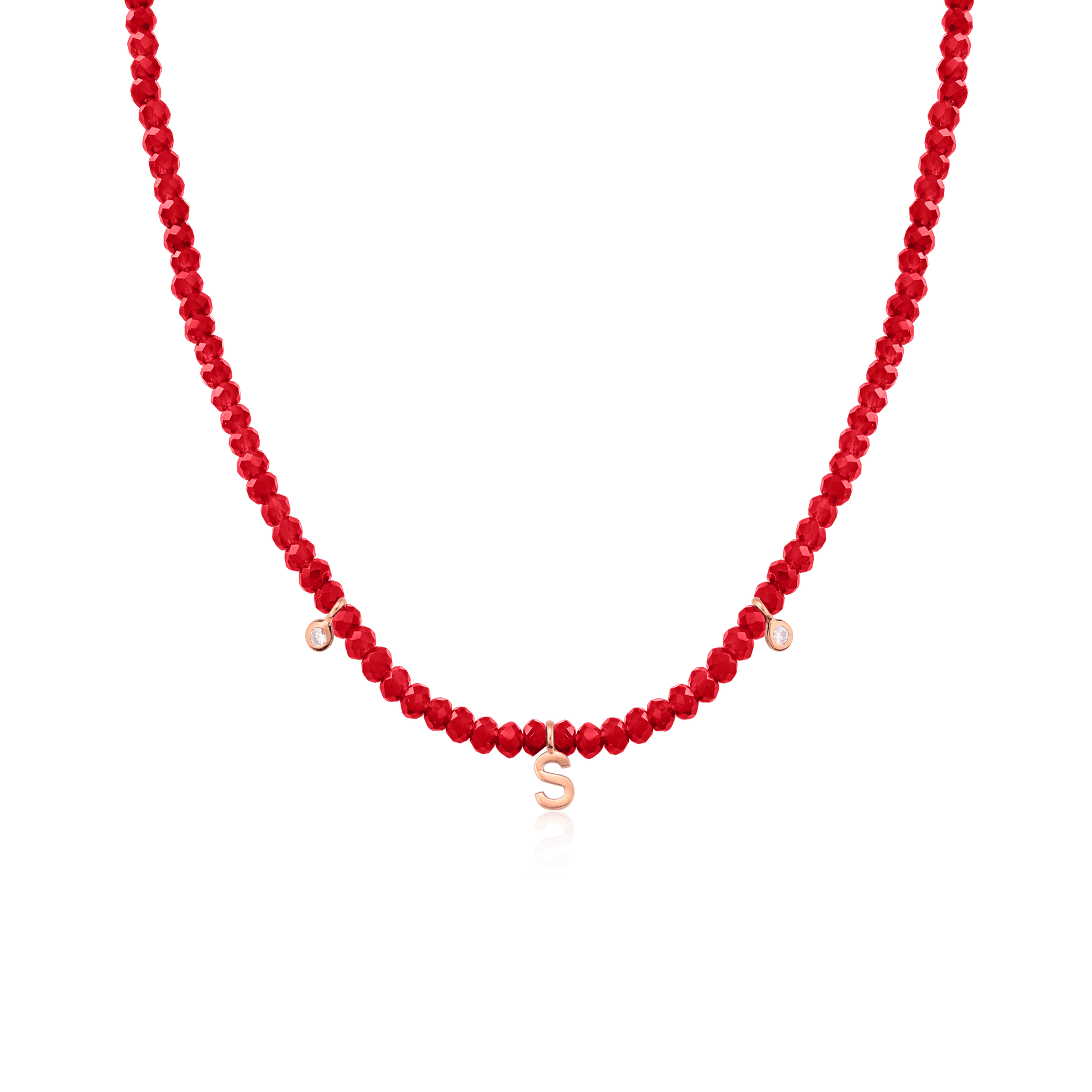 Alexis Necklace - 18K Rose Vermeil Necklaces Gold Vermeil Natural Red Jade 14" - Collar