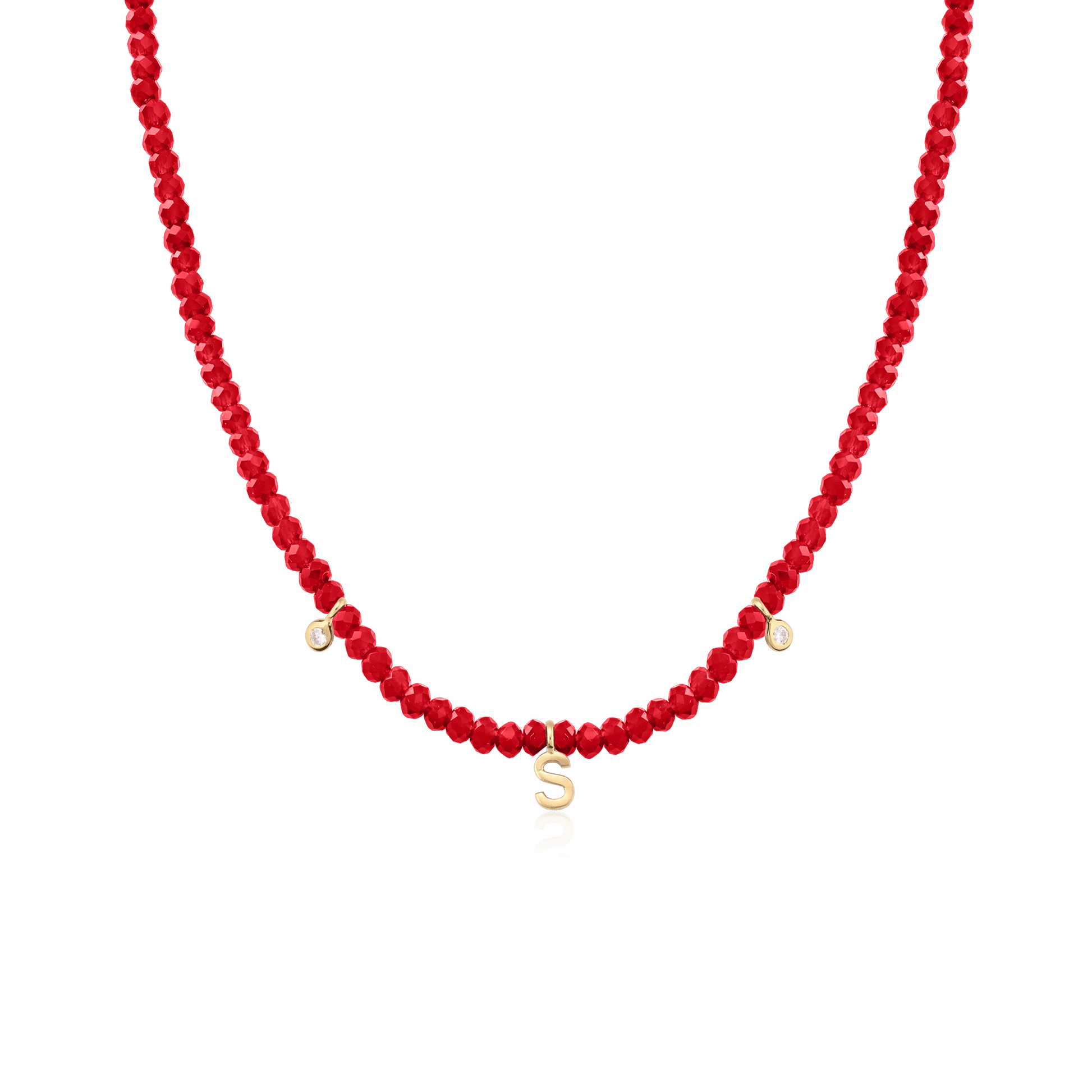Alexis Necklace - 18K Gold Vermeil Necklaces Gold Vermeil Natural Red Jade 14" - Collar