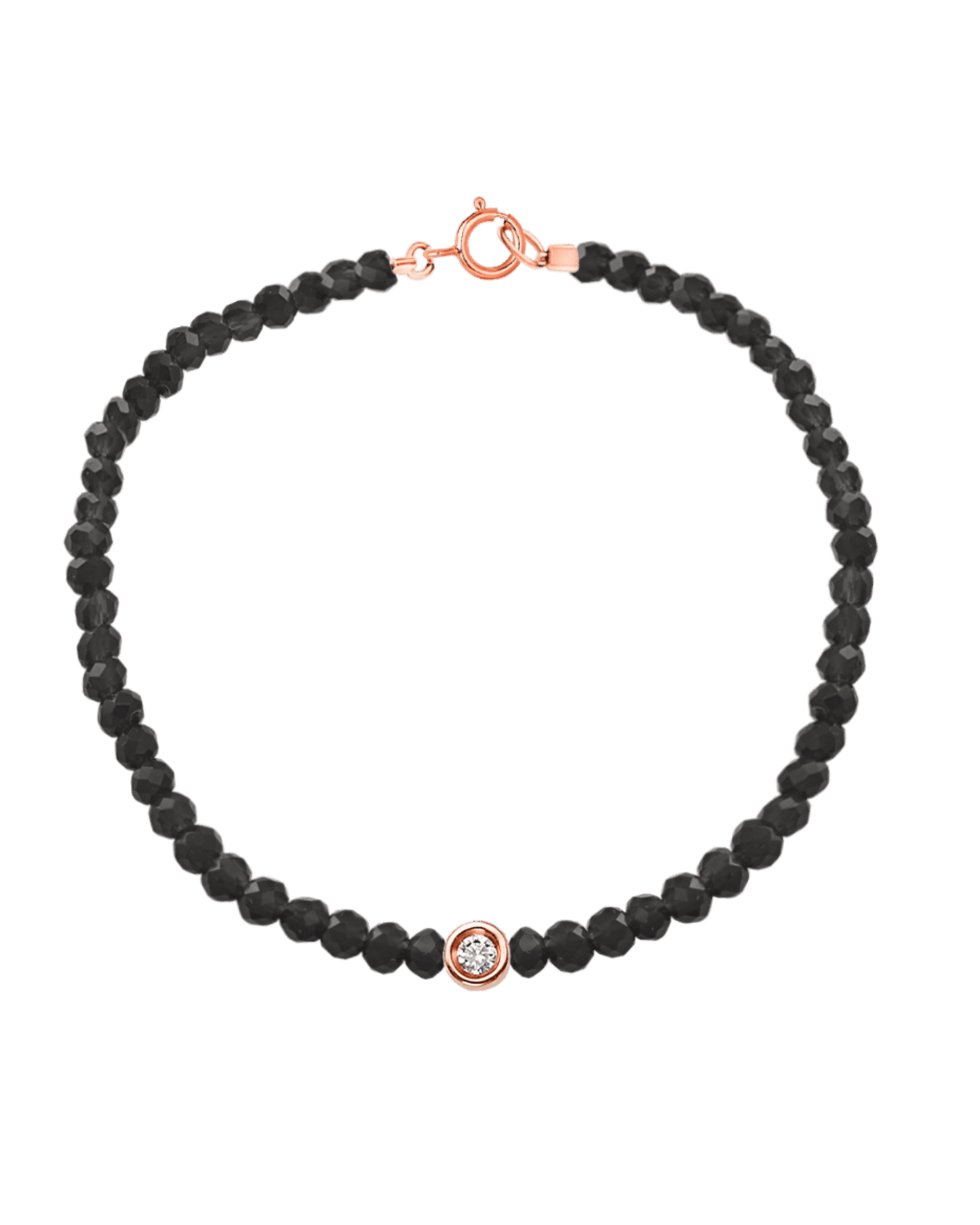 Bracelet Pierres Précieuses & Diamants - Or Rose 14 carats Bracelets magal-dev Perles de verre Spinnel noir Small: 0.03 carats 15cm (Poignet: Small)