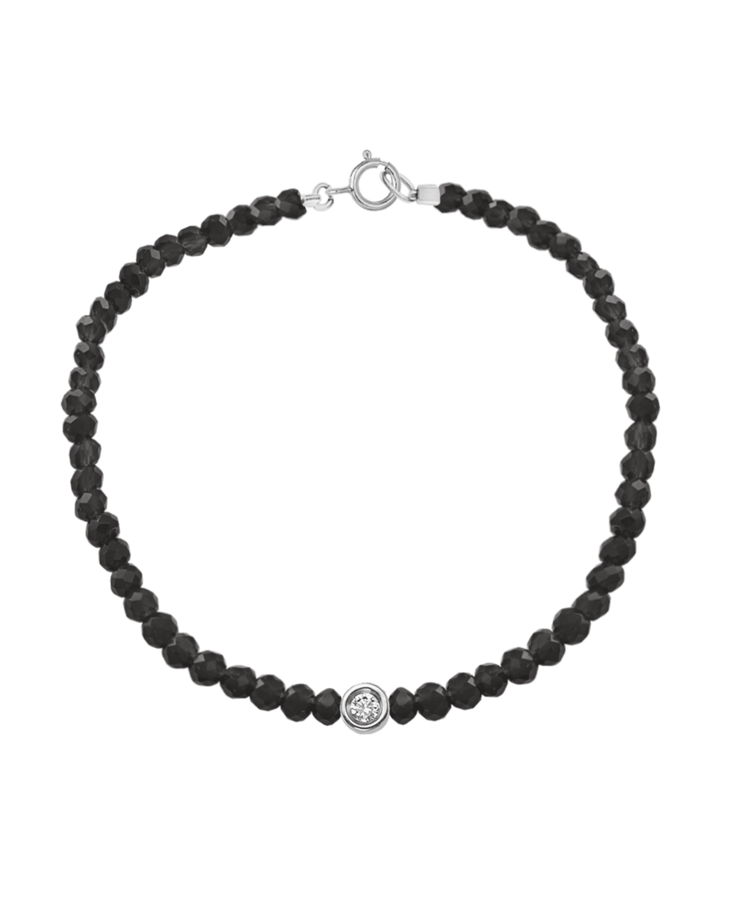 Bracelet Pierres Précieuses & Diamants - Or Blanc 14 carats Bracelets magal-dev Perles de verre Spinnel noir Small: 0.03 carats 15cm (Poignet: Small)