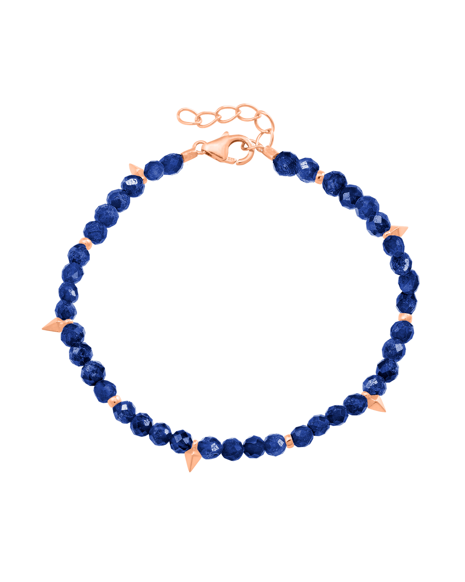 Beaded Gemstone Bracelet - 18K Rose Vermeil Bracelets magal-dev Natural Blue Lapis 6" + 1" (S-M wrist)