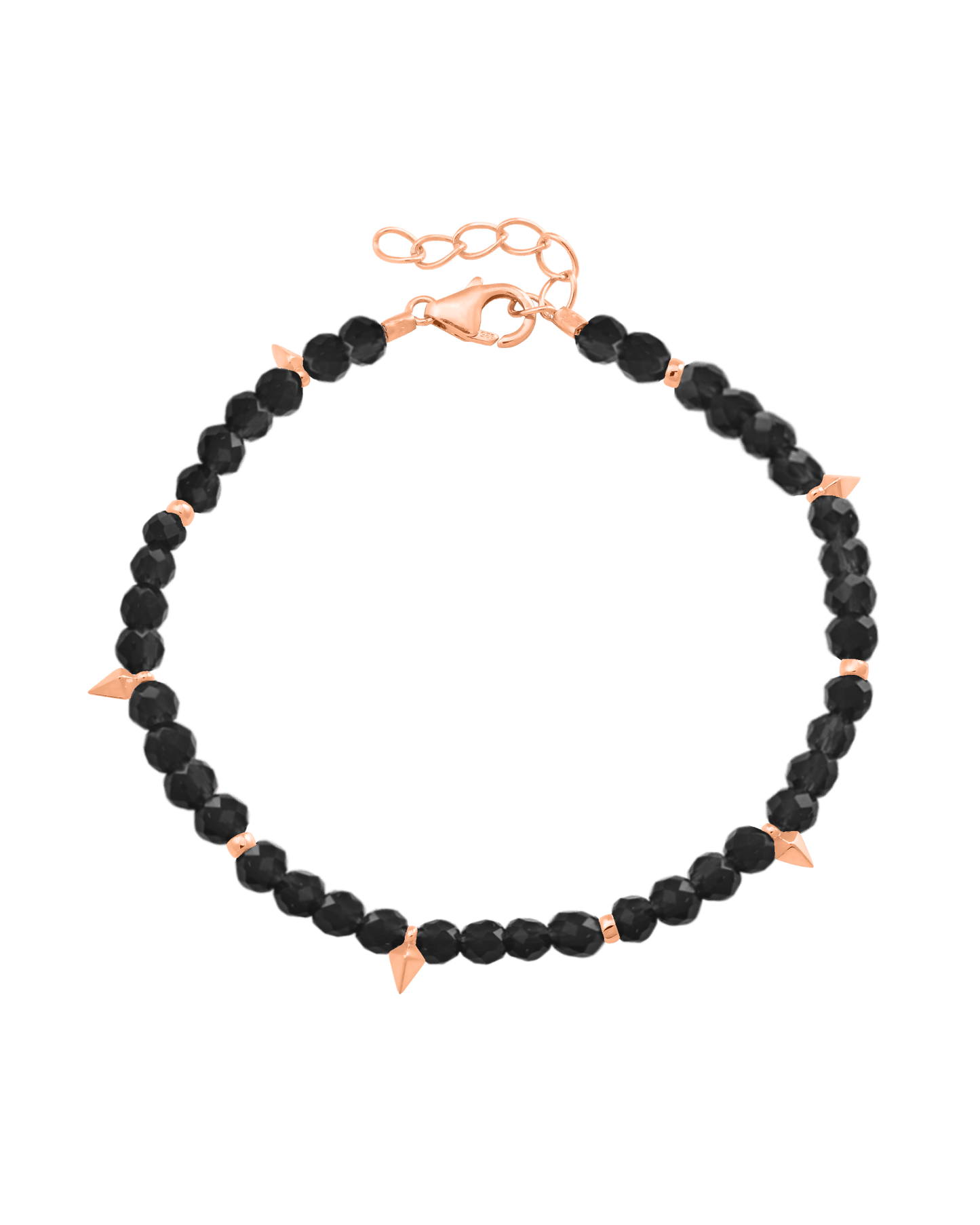 Beaded Gemstone Bracelet - 18K Rose Vermeil Bracelets magal-dev Glass Beads Black Spinnel 6" + 1" (S-M wrist)