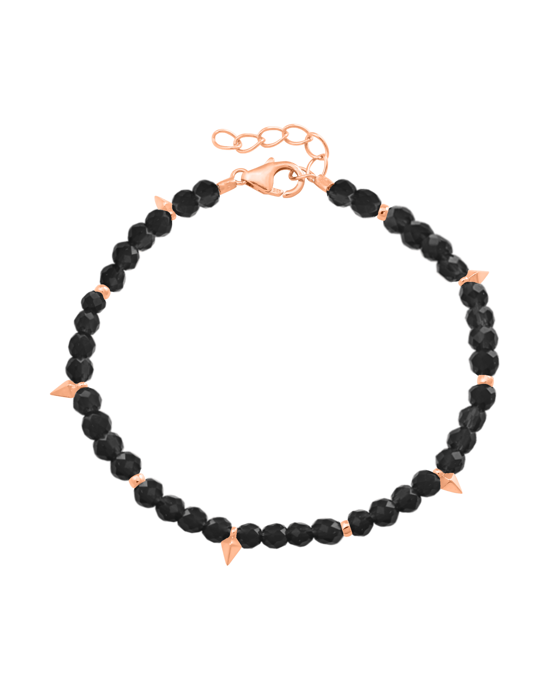 Beaded Gemstone Bracelet - 18K Rose Vermeil Bracelets magal-dev Glass Beads Black Spinnel 6" + 1" (S-M wrist)