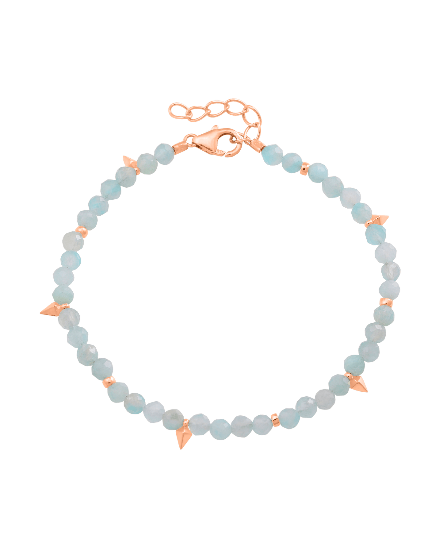 Beaded Gemstone Bracelet - 18K Rose Vermeil Bracelets magal-dev Natural Apatite 6" + 1" (S-M wrist)