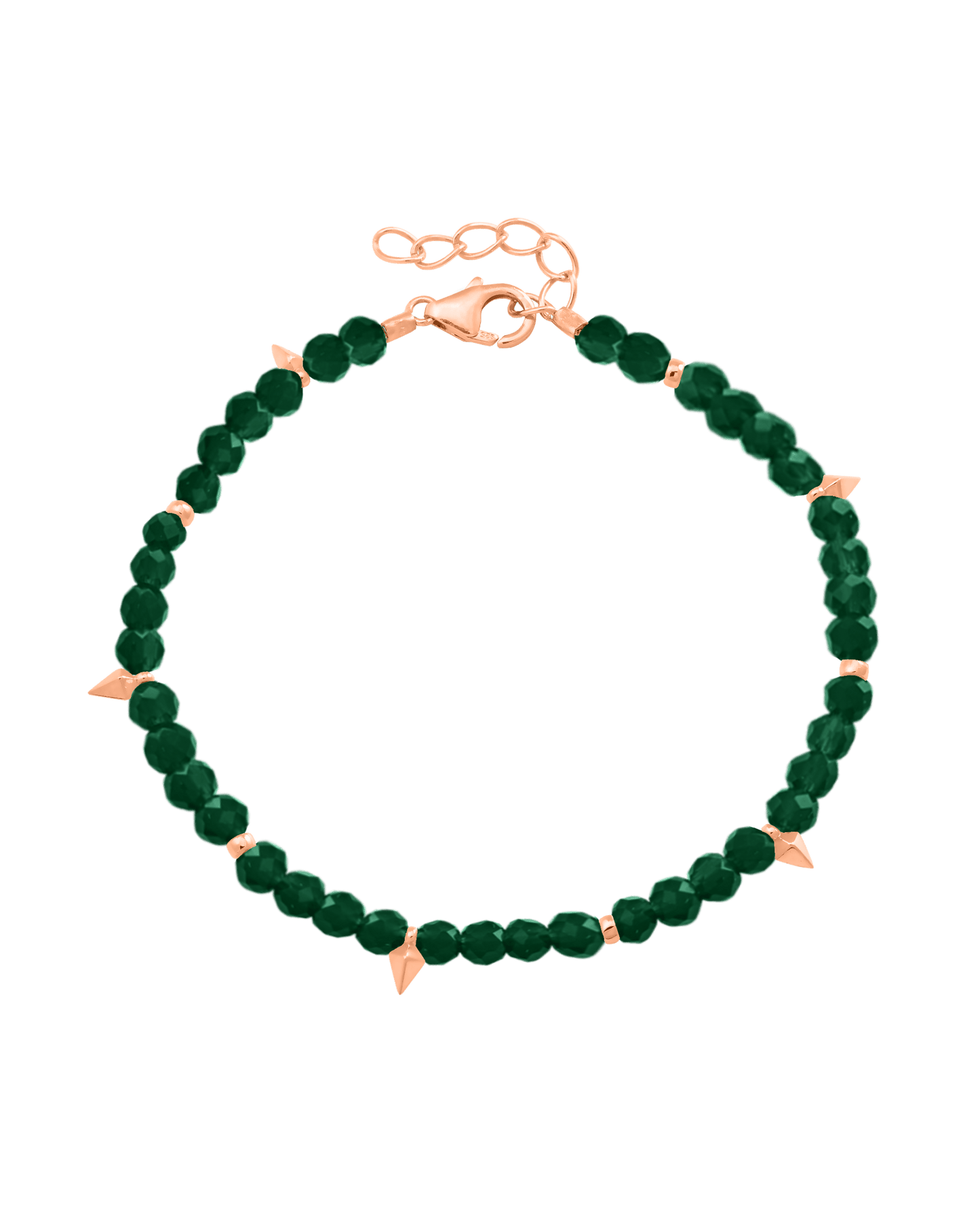 Beaded Gemstone Bracelet - 18K Rose Vermeil Bracelets magal-dev Natural Emerald 6" + 1" (S-M wrist)