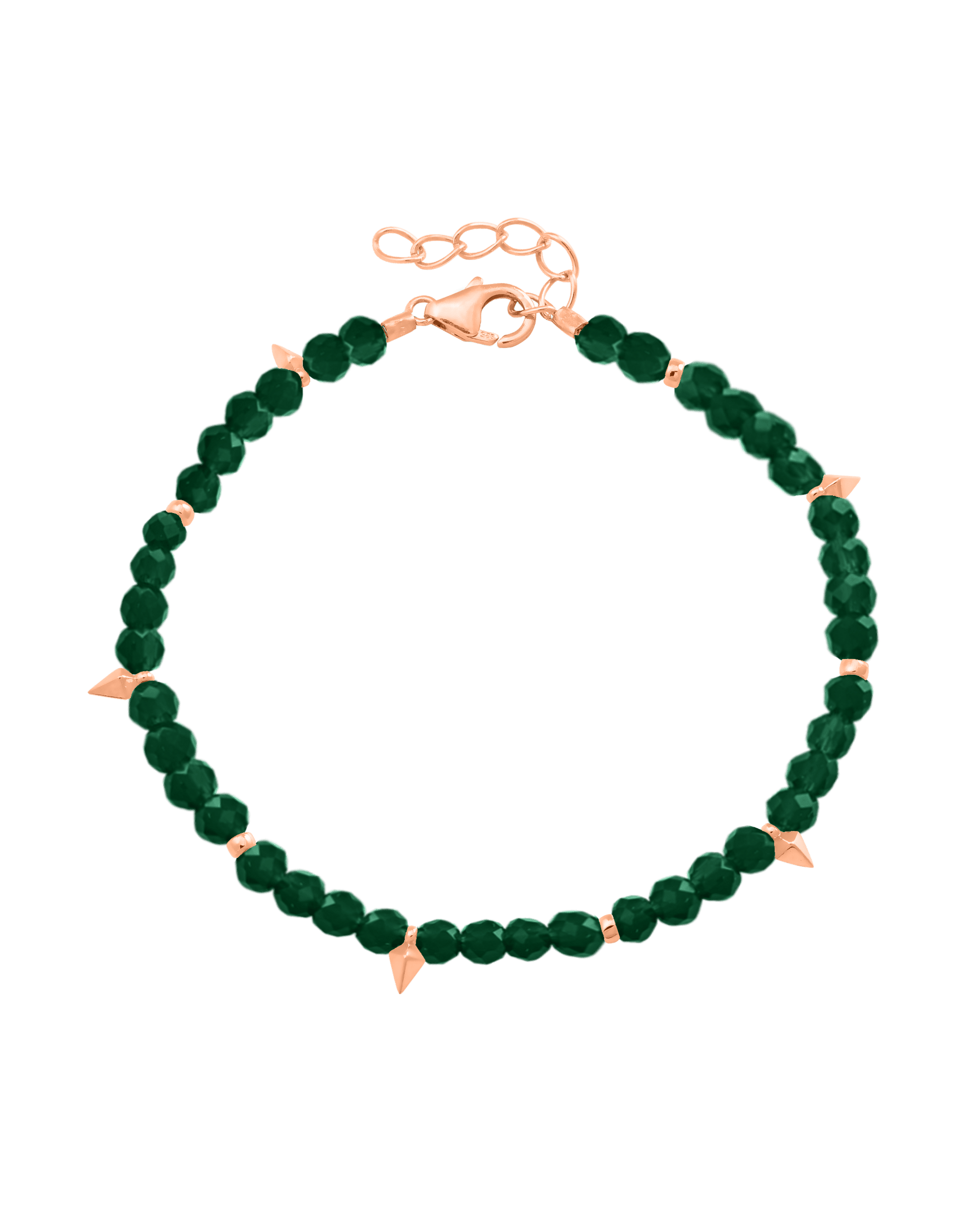 Beaded Gemstone Bracelet - 18K Rose Vermeil Bracelets magal-dev Natural Emerald 6" + 1" (S-M wrist)