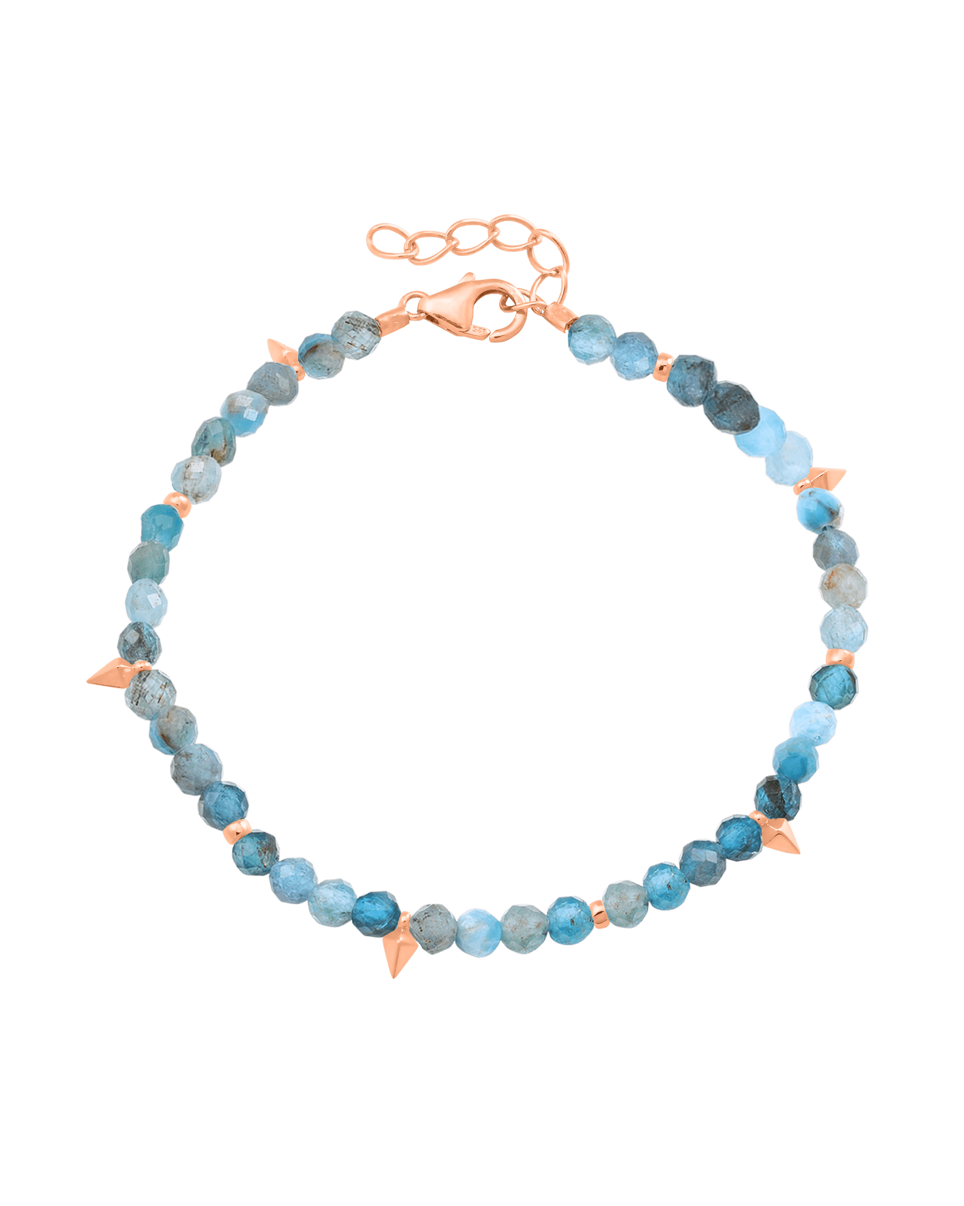 Beaded Gemstone Bracelet - 18K Rose Vermeil Bracelets magal-dev Natural Turquoise 6" + 1" (S-M wrist)