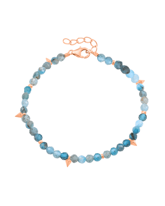 Beaded Gemstone Bracelet - 18K Rose Vermeil Bracelets magal-dev Natural Turquoise 6" + 1" (S-M wrist)