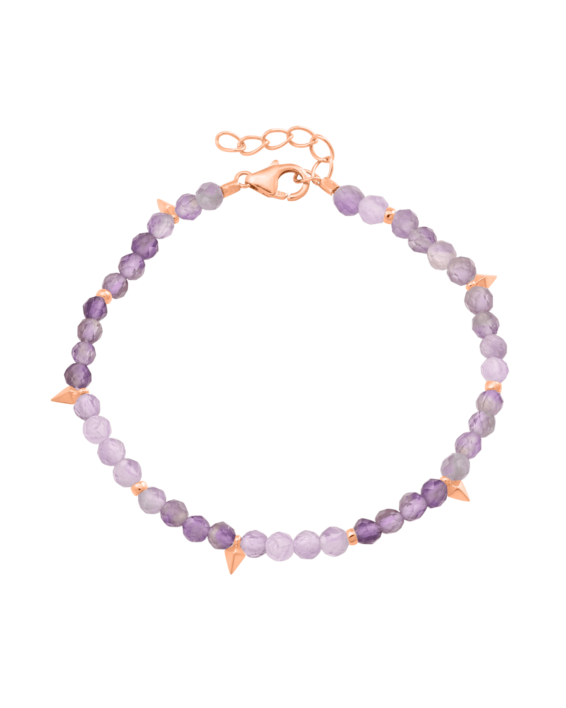 Beaded Gemstone Bracelet - 18K Rose Vermeil Bracelets magal-dev Natural Purple Amethyst 6" + 1" (S-M wrist)