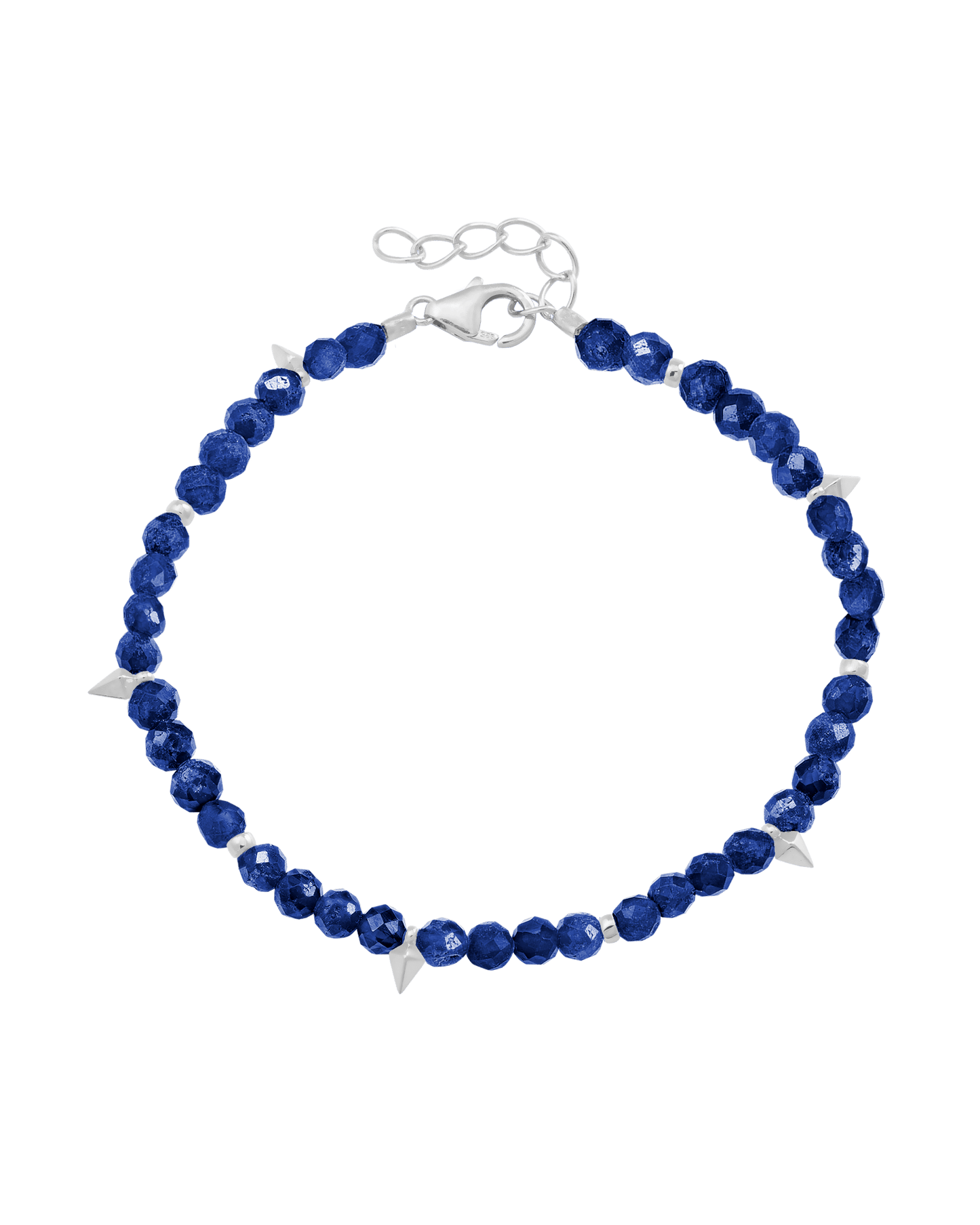 Beaded Gemstone Bracelet - 925 Sterling Silver Bracelets magal-dev Natural Blue Lapis 6" + 1" (S-M wrist)