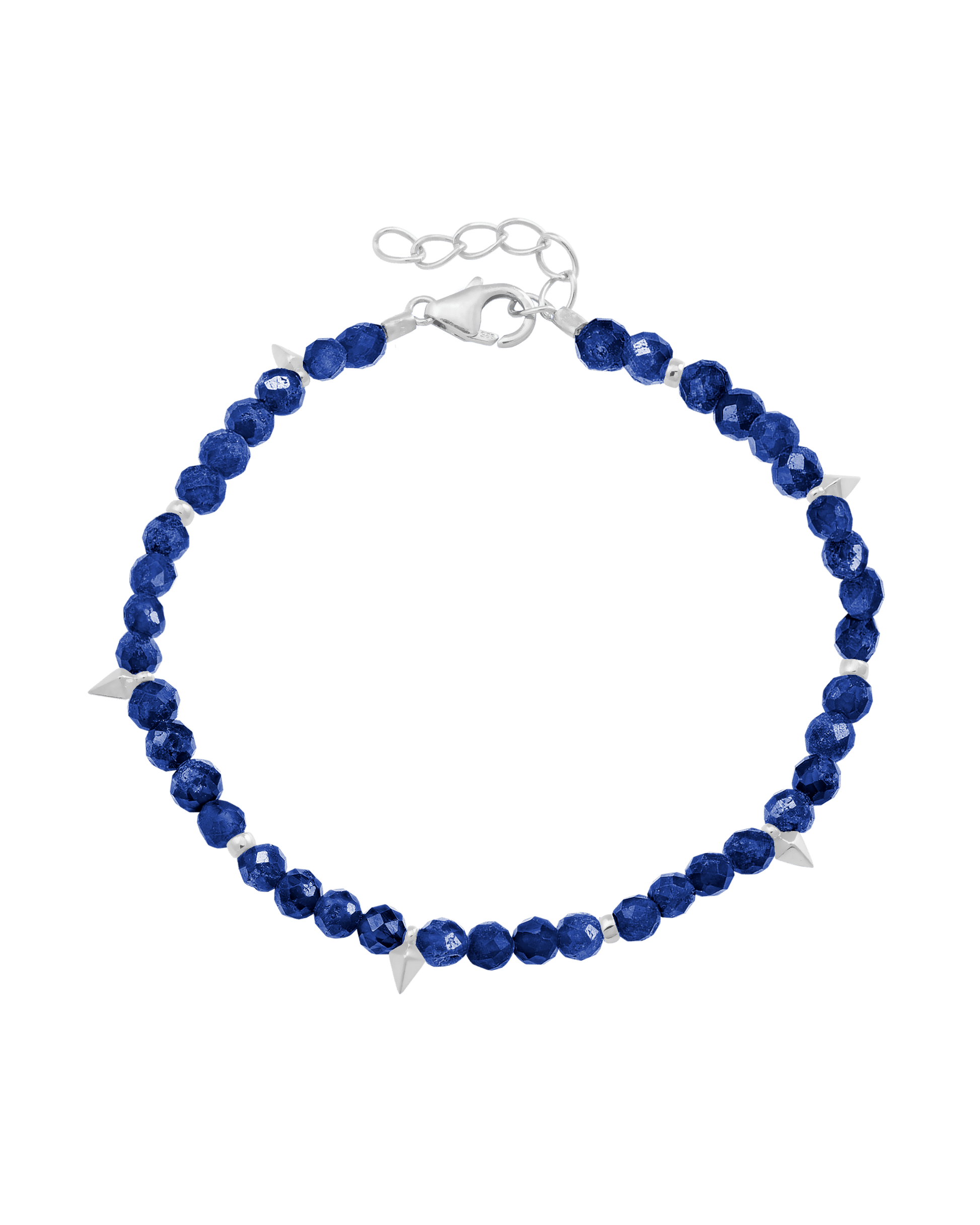 Beaded Gemstone Bracelet - 925 Sterling Silver Bracelets magal-dev Natural Blue Lapis 6" + 1" (S-M wrist)