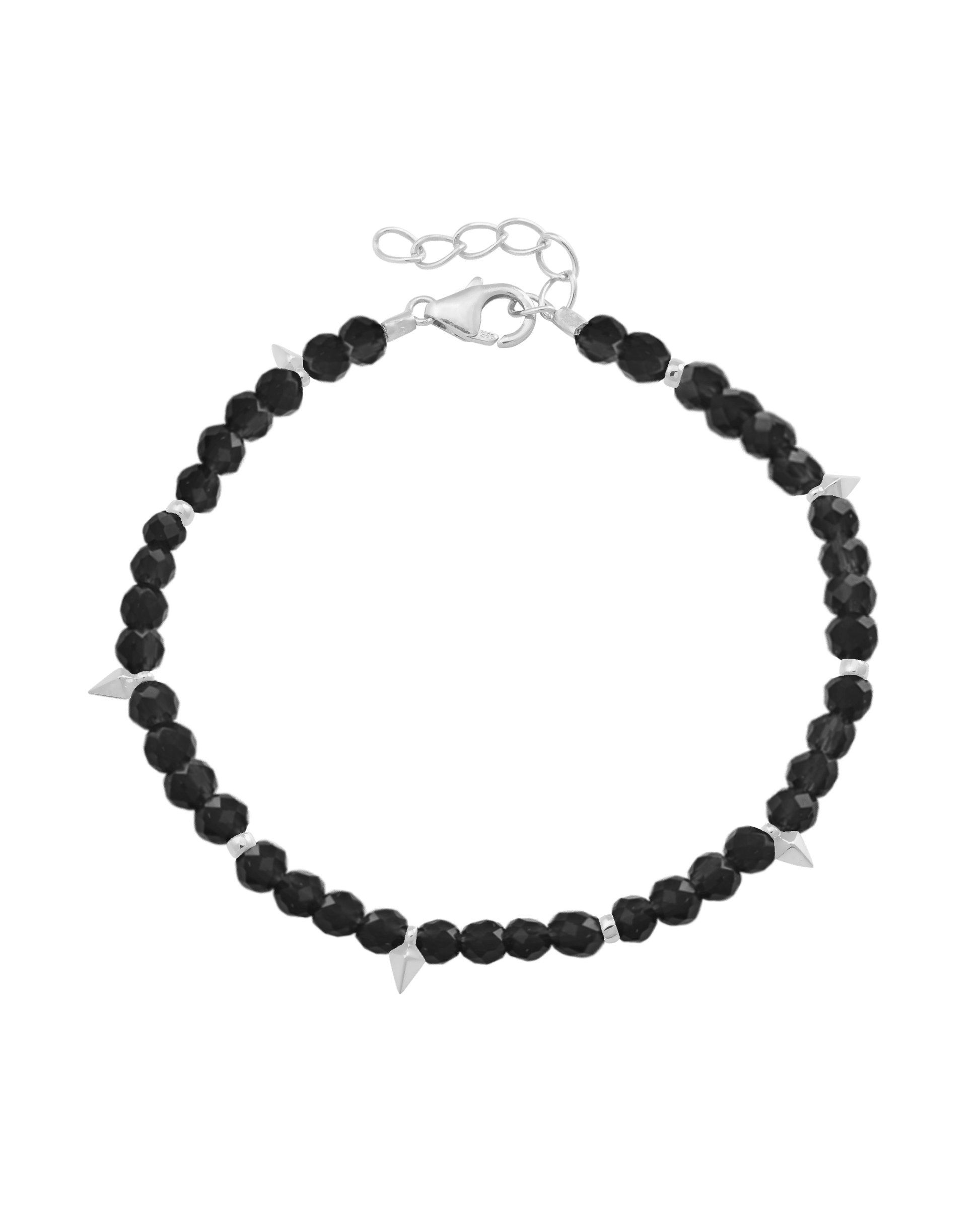 Beaded Gemstone Bracelet - 925 Sterling Silver Bracelets magal-dev Glass Beads Black Spinnel 6" + 1" (S-M wrist)