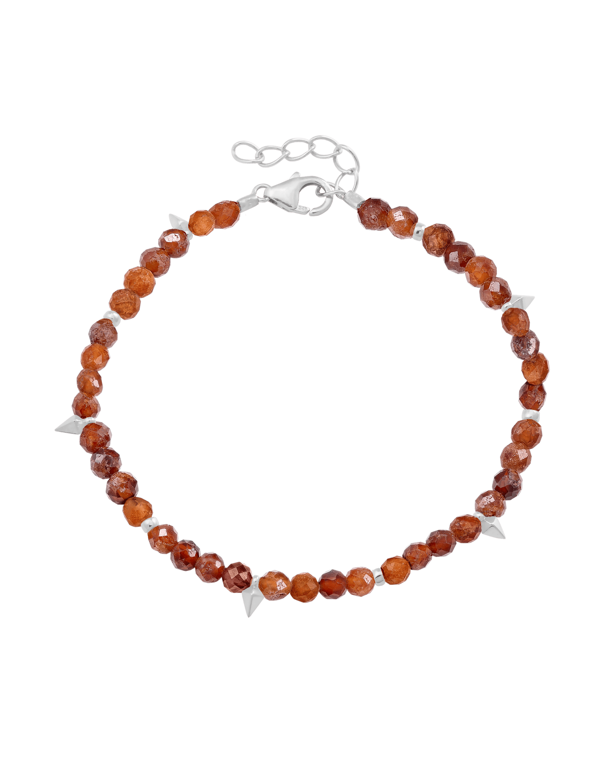 Beaded Gemstone Bracelet - 925 Sterling Silver Bracelets magal-dev Natural Garnet 6" + 1" (S-M wrist)