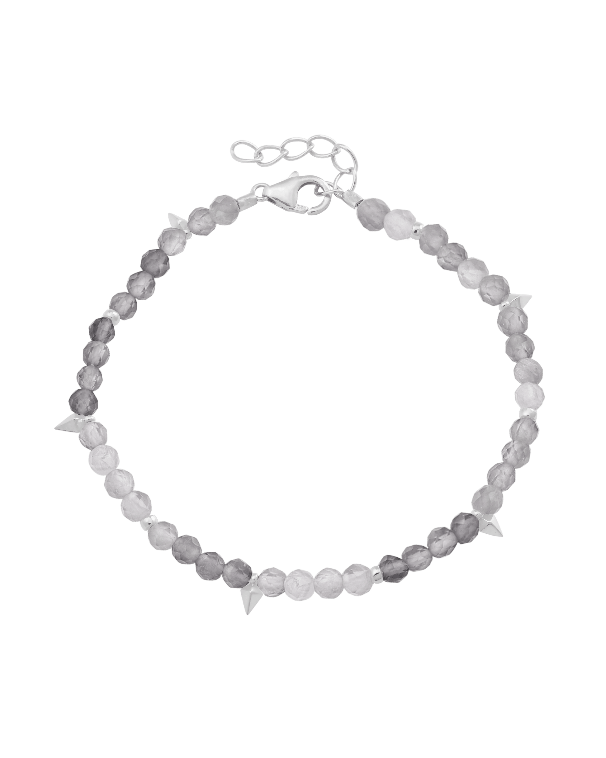 Beaded Gemstone Bracelet - 925 Sterling Silver Bracelets magal-dev Natural Moonstone 6" + 1" (S-M wrist)