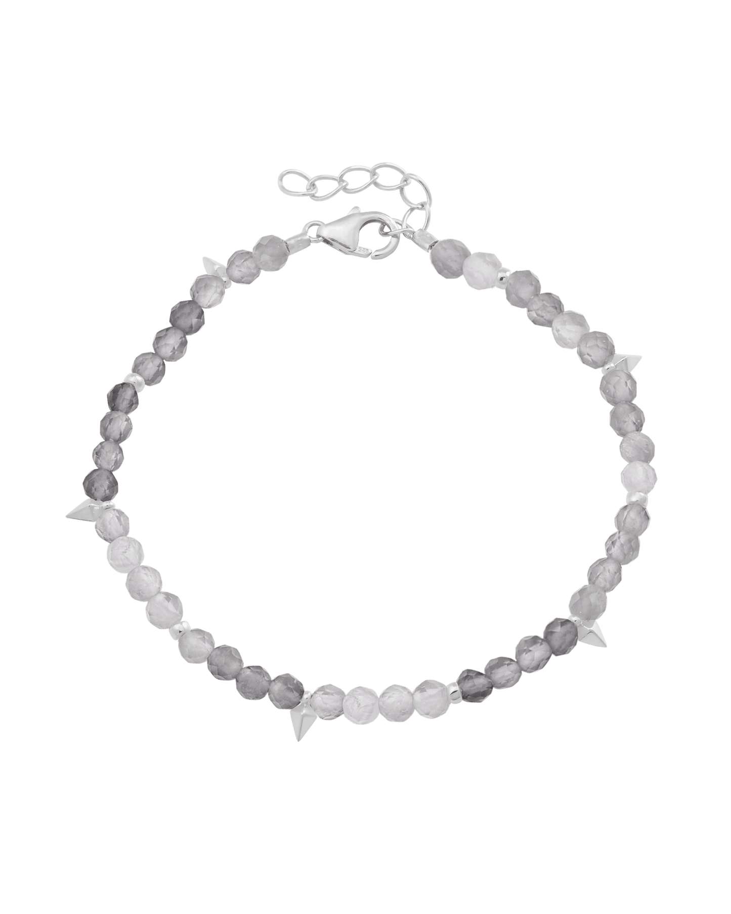 Beaded Gemstone Bracelet - 925 Sterling Silver Bracelets magal-dev Natural Moonstone 6" + 1" (S-M wrist)