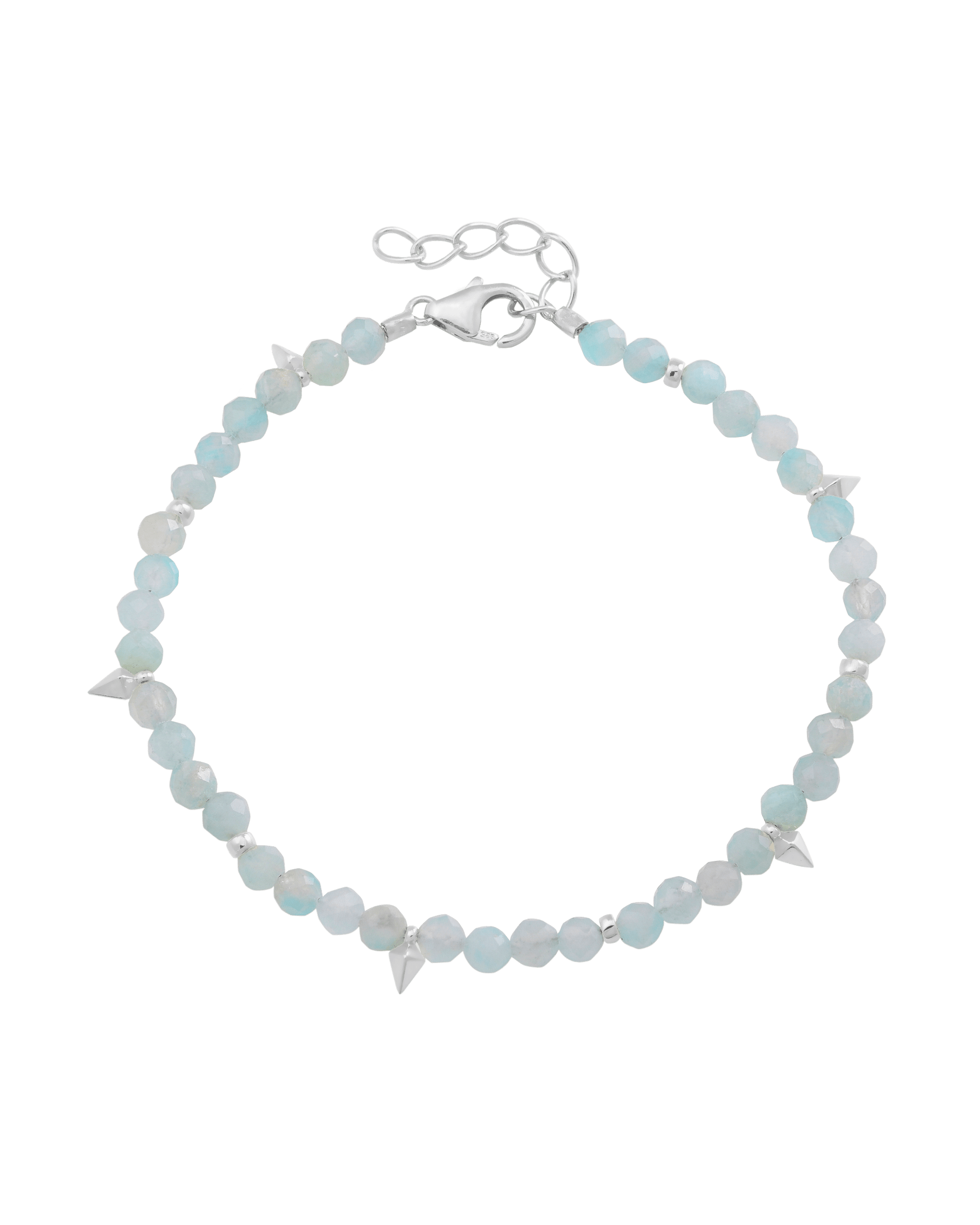 Beaded Gemstone Bracelet - 925 Sterling Silver Bracelets magal-dev Natural Apatite 6" + 1" (S-M wrist)
