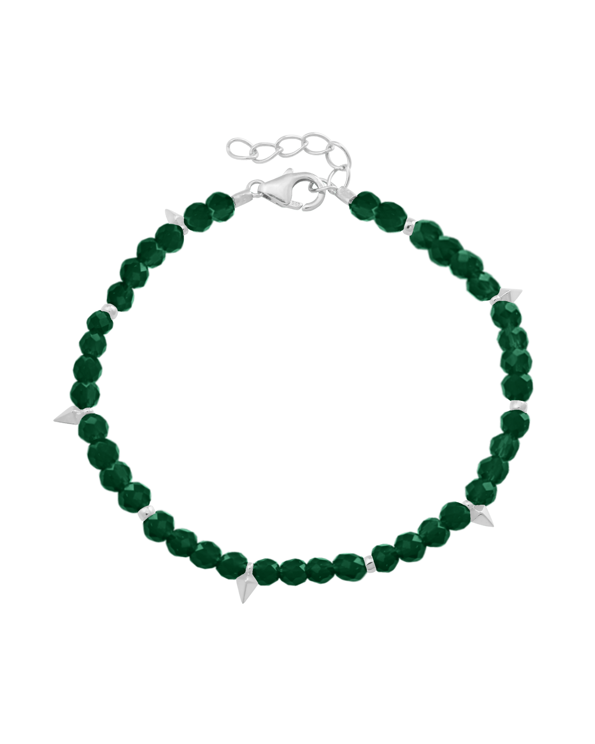 Beaded Gemstone Bracelet - 925 Sterling Silver Bracelets magal-dev Natural Emerald 6" + 1" (S-M wrist)