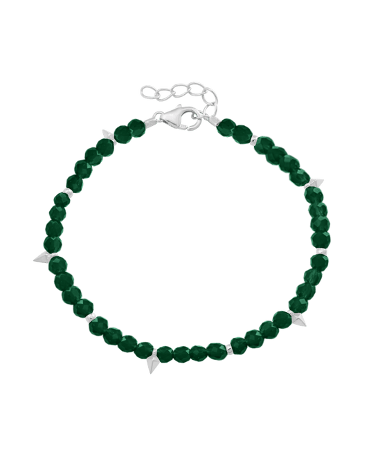 Beaded Gemstone Bracelet - 925 Sterling Silver Bracelets magal-dev Natural Emerald 6" + 1" (S-M wrist)