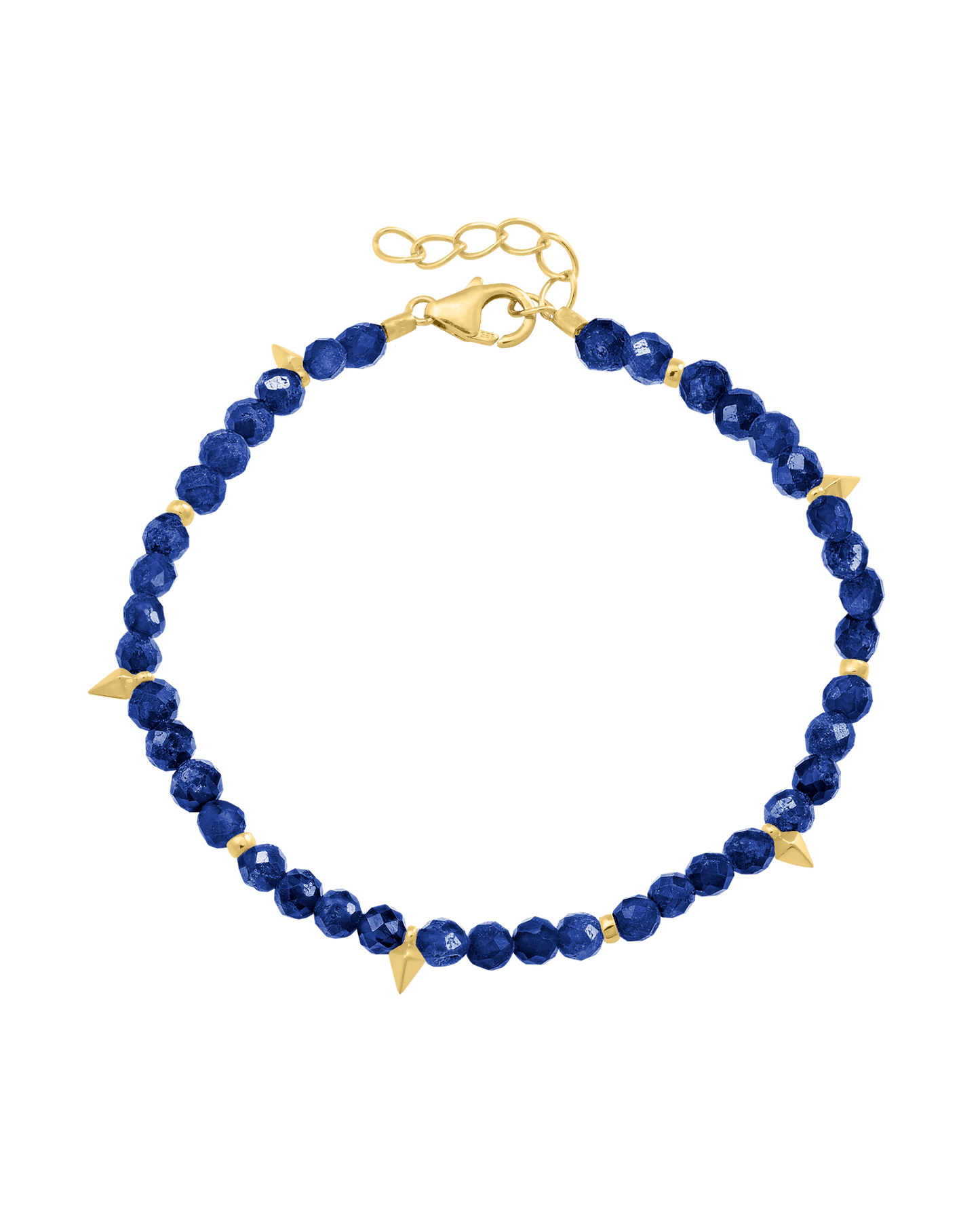 Beaded Gemstone Bracelet - 18K Gold Vermeil Bracelets magal-dev Natural Blue Lapis 6" + 1" (S-M wrist)