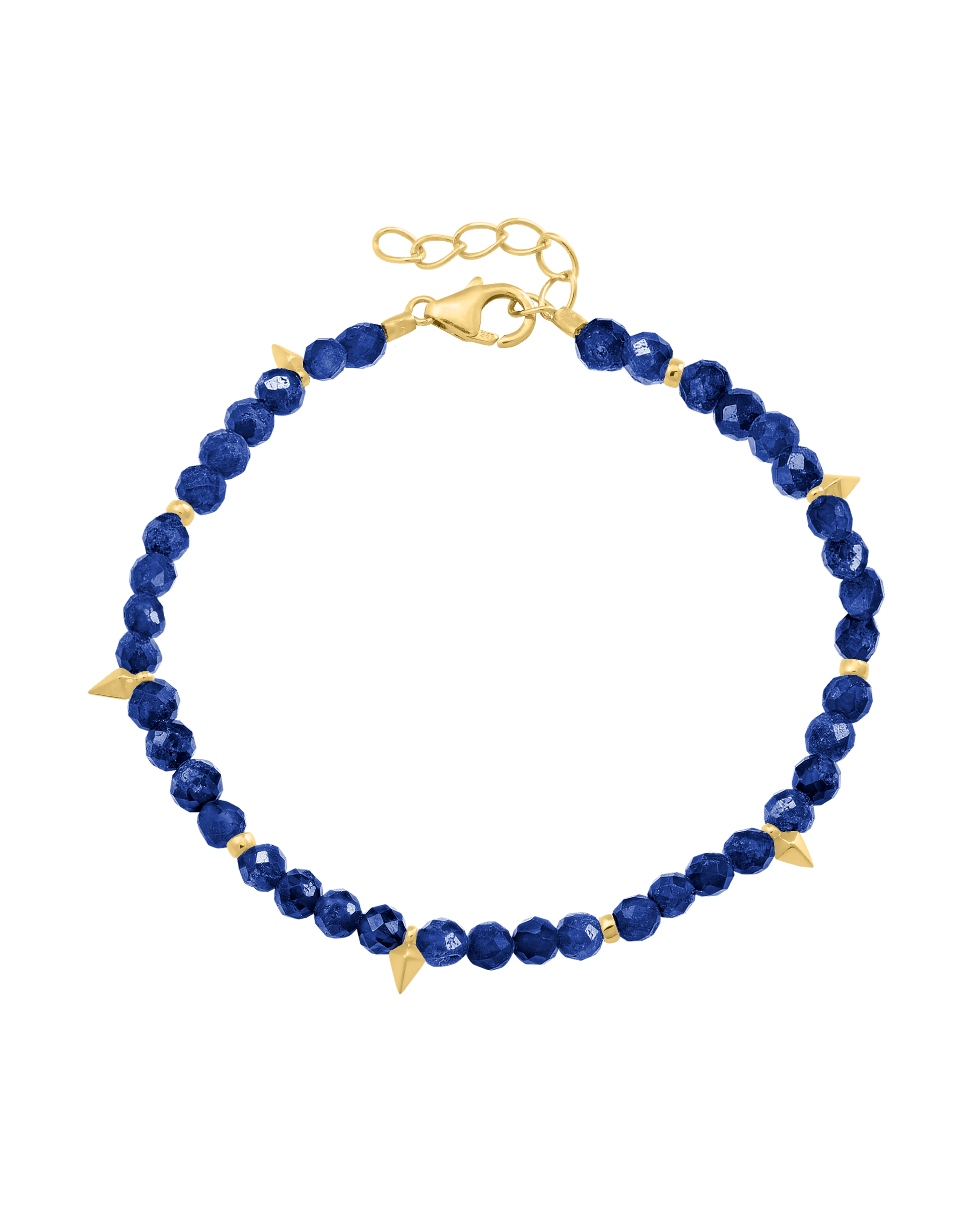 Beaded Gemstone Bracelet - 18K Gold Vermeil Bracelets magal-dev Natural Blue Lapis 6" + 1" (S-M wrist)