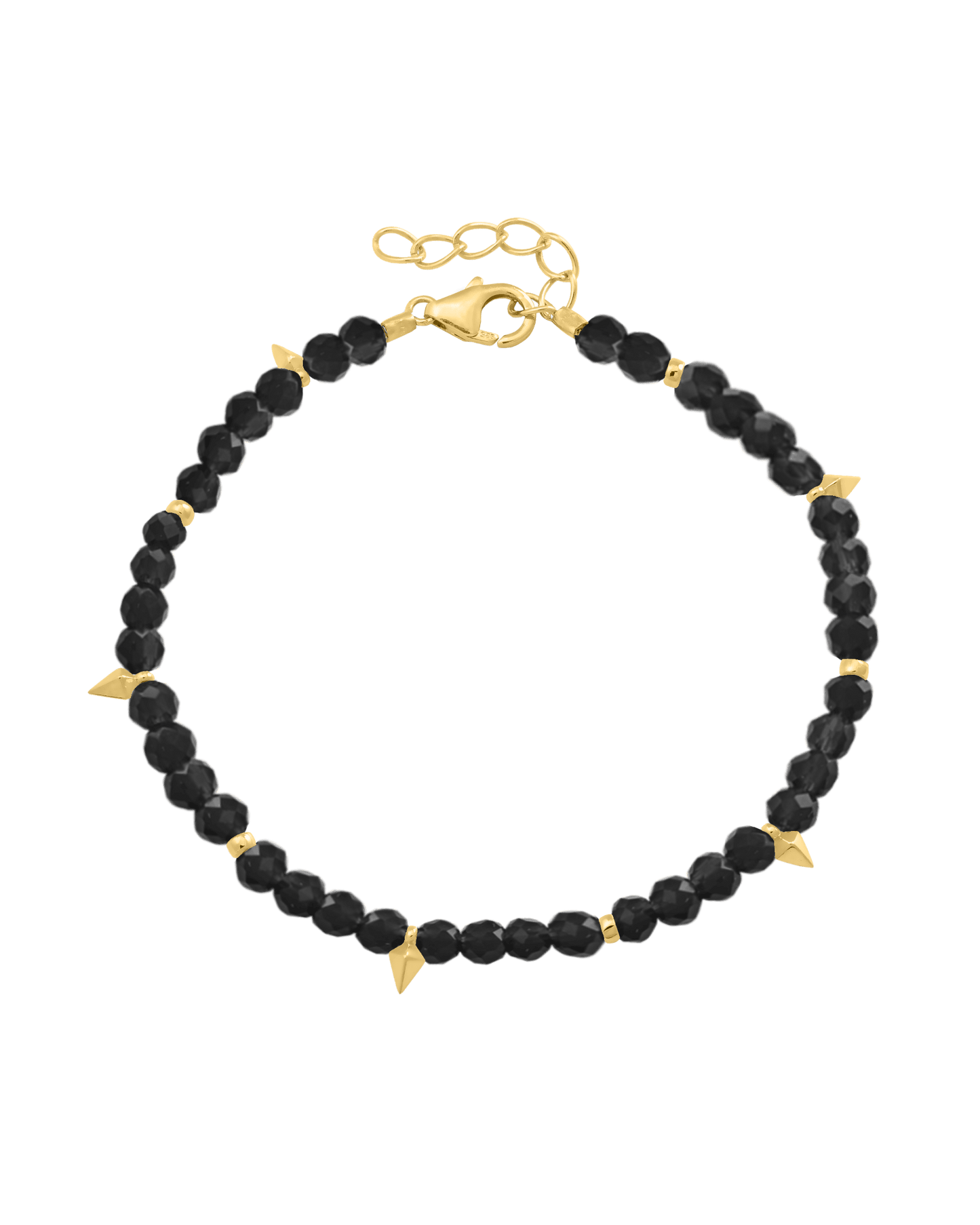Beaded Gemstone Bracelet - 18K Gold Vermeil Bracelets magal-dev Glass Beads Black Spinnel 6" + 1" (S-M wrist)