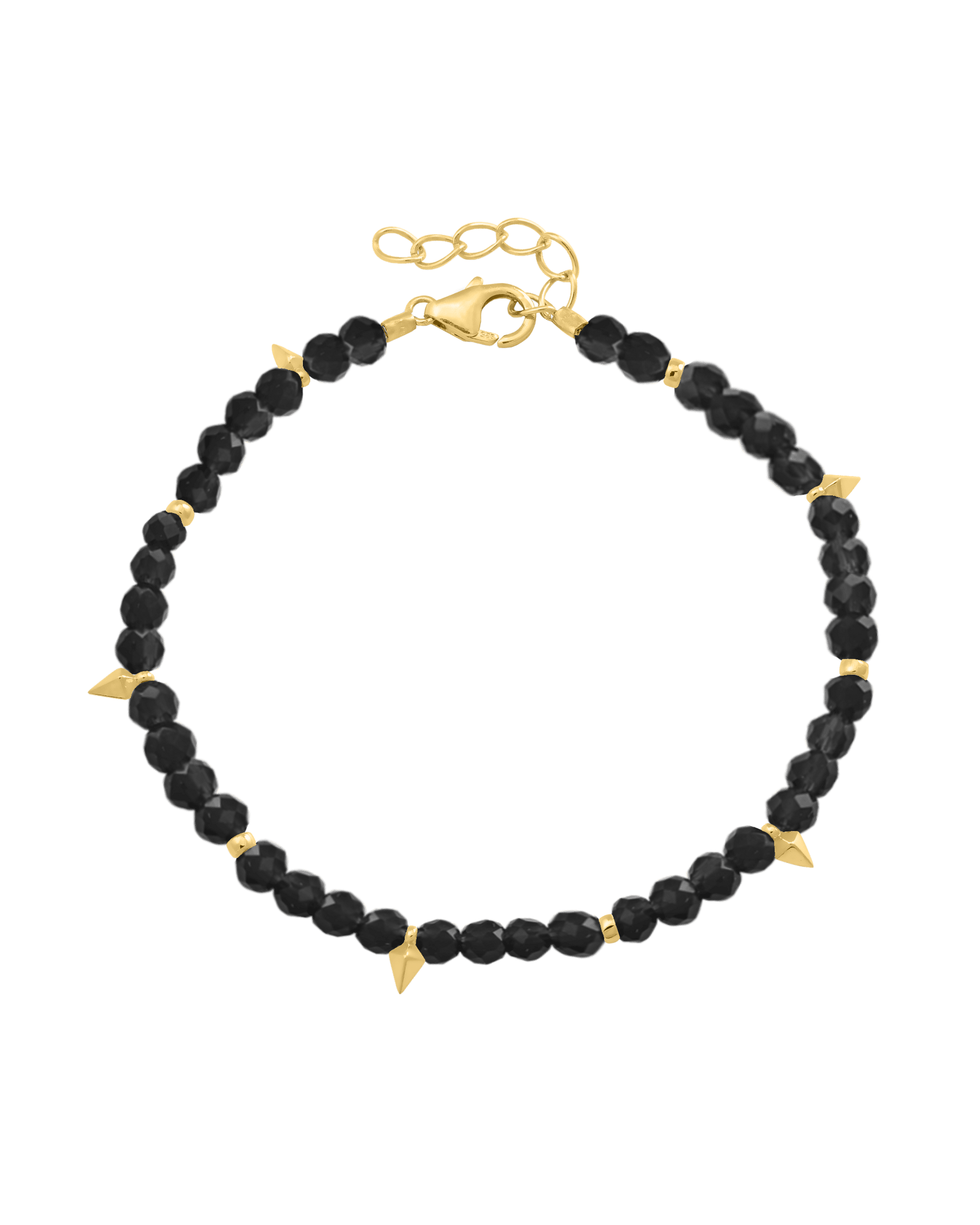 Beaded Gemstone Bracelet - 18K Gold Vermeil Bracelets magal-dev Glass Beads Black Spinnel 6" + 1" (S-M wrist)