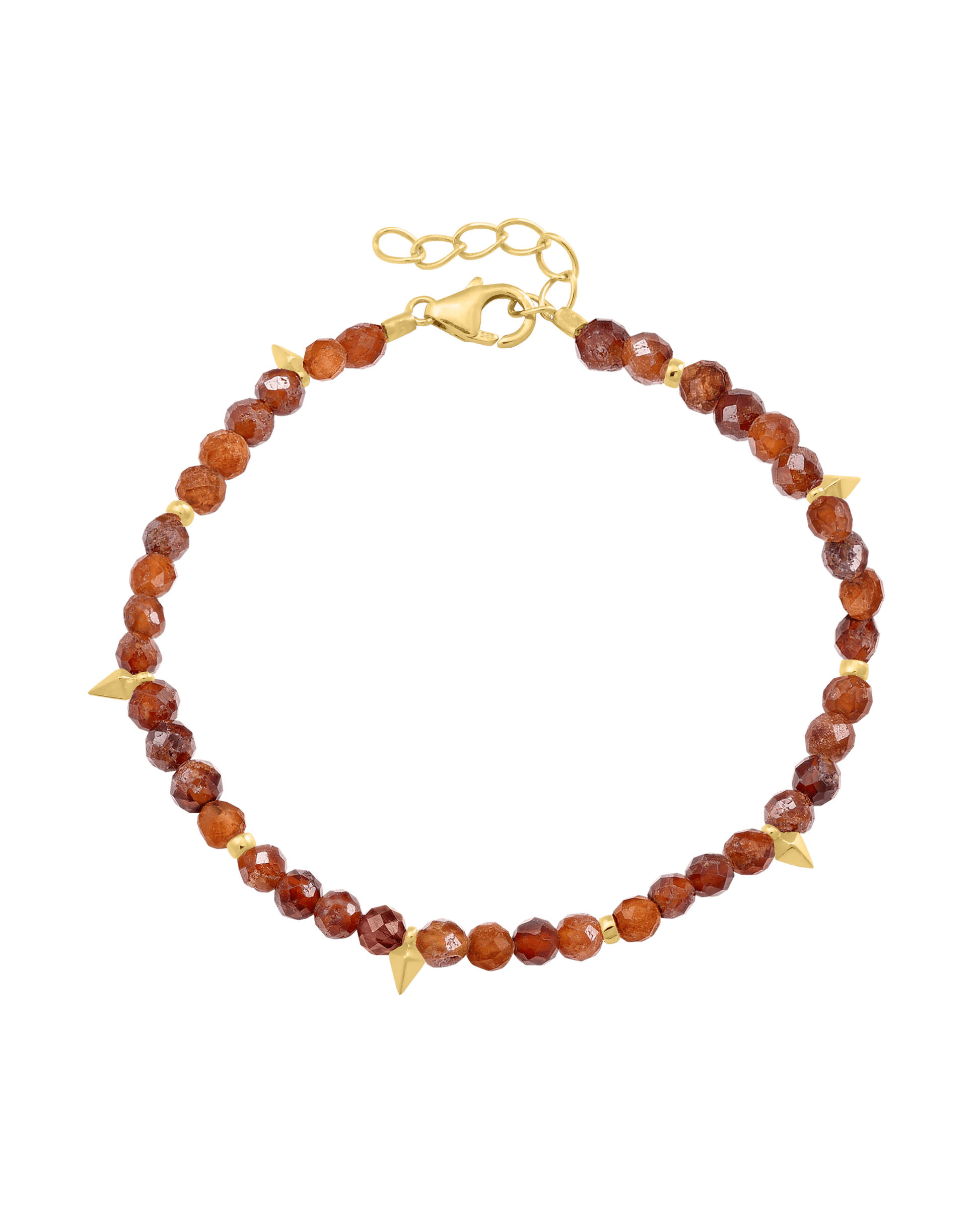 Beaded Gemstone Bracelet - 18K Gold Vermeil Bracelets magal-dev Natural Garnet 6" + 1" (S-M wrist)