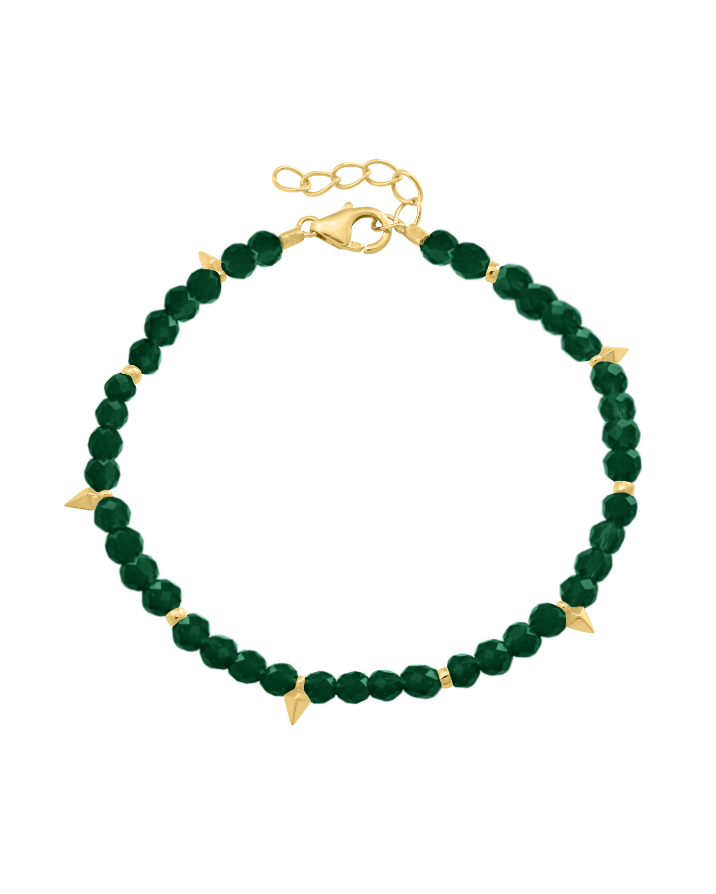 Beaded Gemstone Bracelet - 18K Gold Vermeil Bracelets magal-dev Natural Emerald 6" + 1" (S-M wrist)