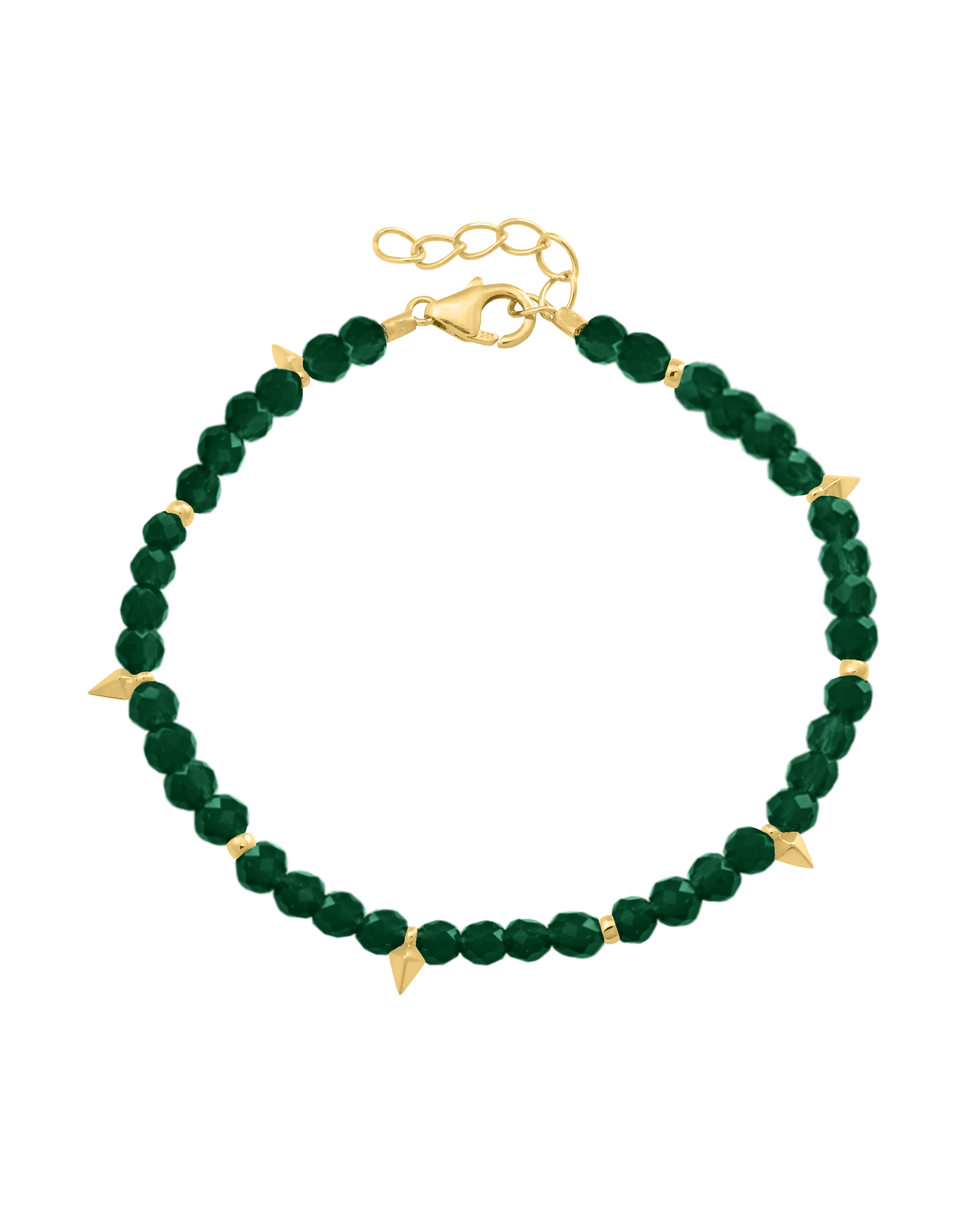 Beaded Gemstone Bracelet - 18K Gold Vermeil Bracelets magal-dev Natural Emerald 6" + 1" (S-M wrist)