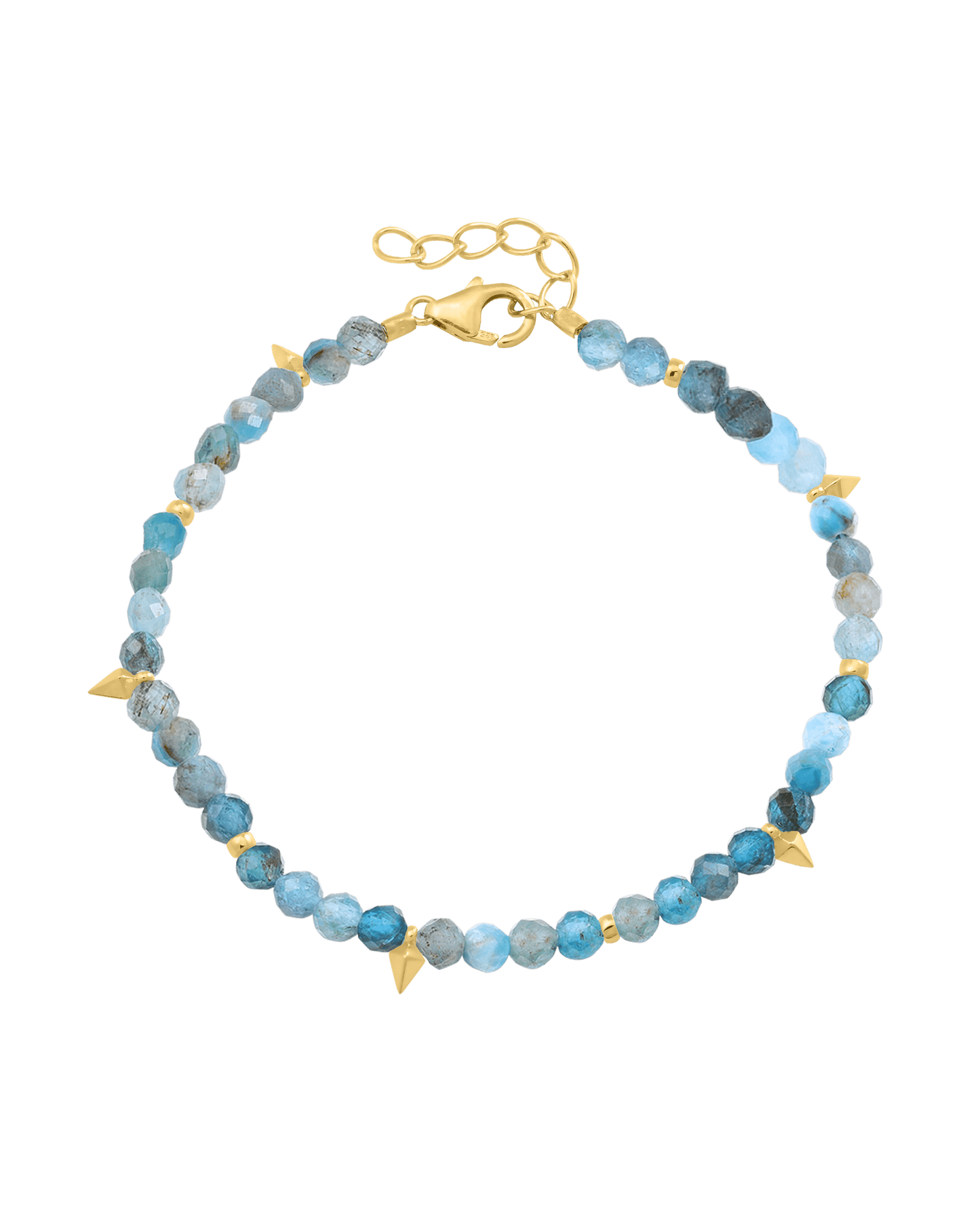 Beaded Gemstone Bracelet - 18K Gold Vermeil Bracelets magal-dev Natural Turquoise 6" + 1" (S-M wrist)