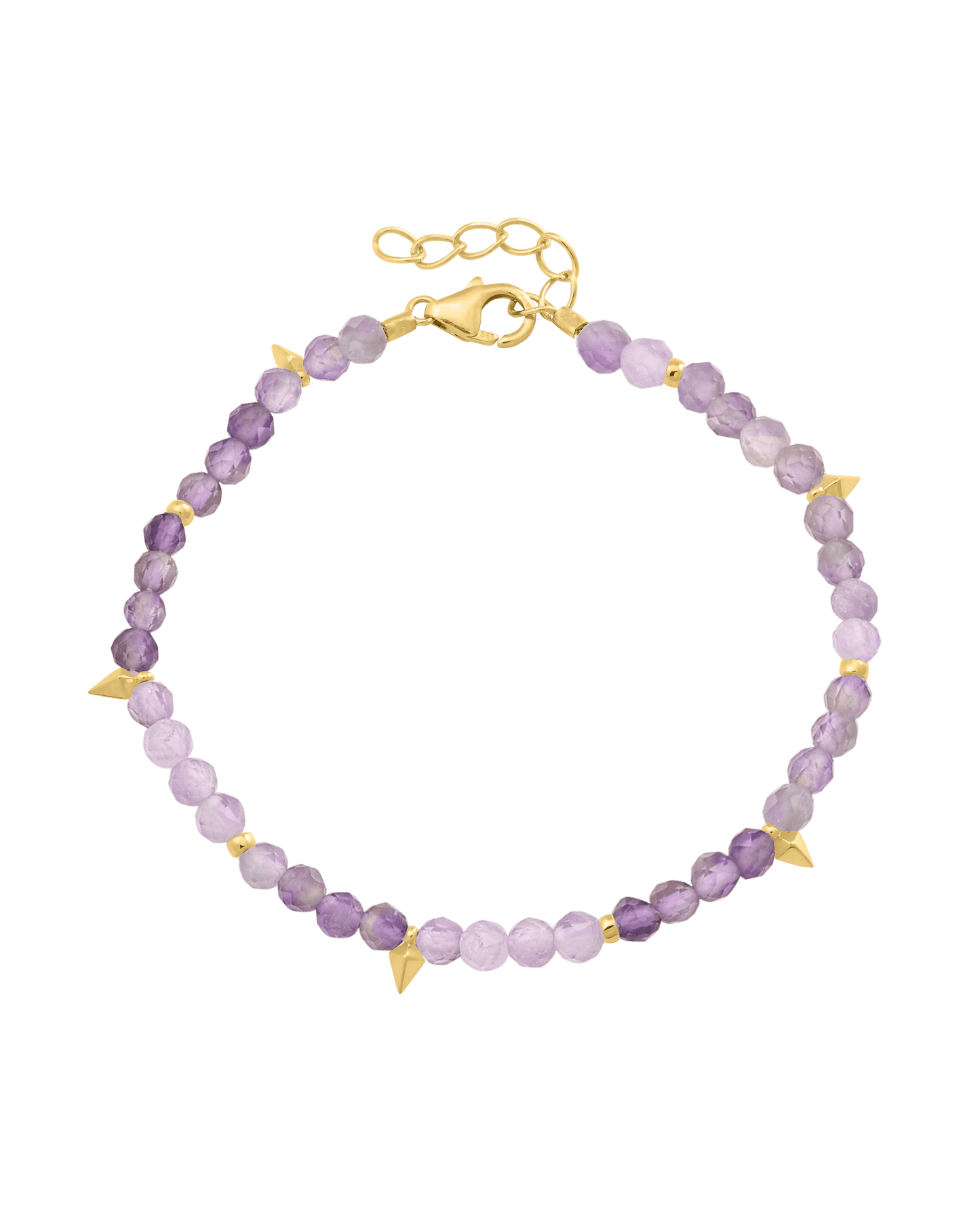 Beaded Gemstone Bracelet - 18K Gold Vermeil Bracelets magal-dev Natural Purple Amethyst 6" + 1" (S-M wrist)